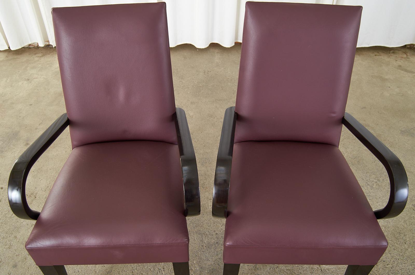 Modern Set of Ten Dakota Jackson Leather Dolce Dining Chairs For Sale
