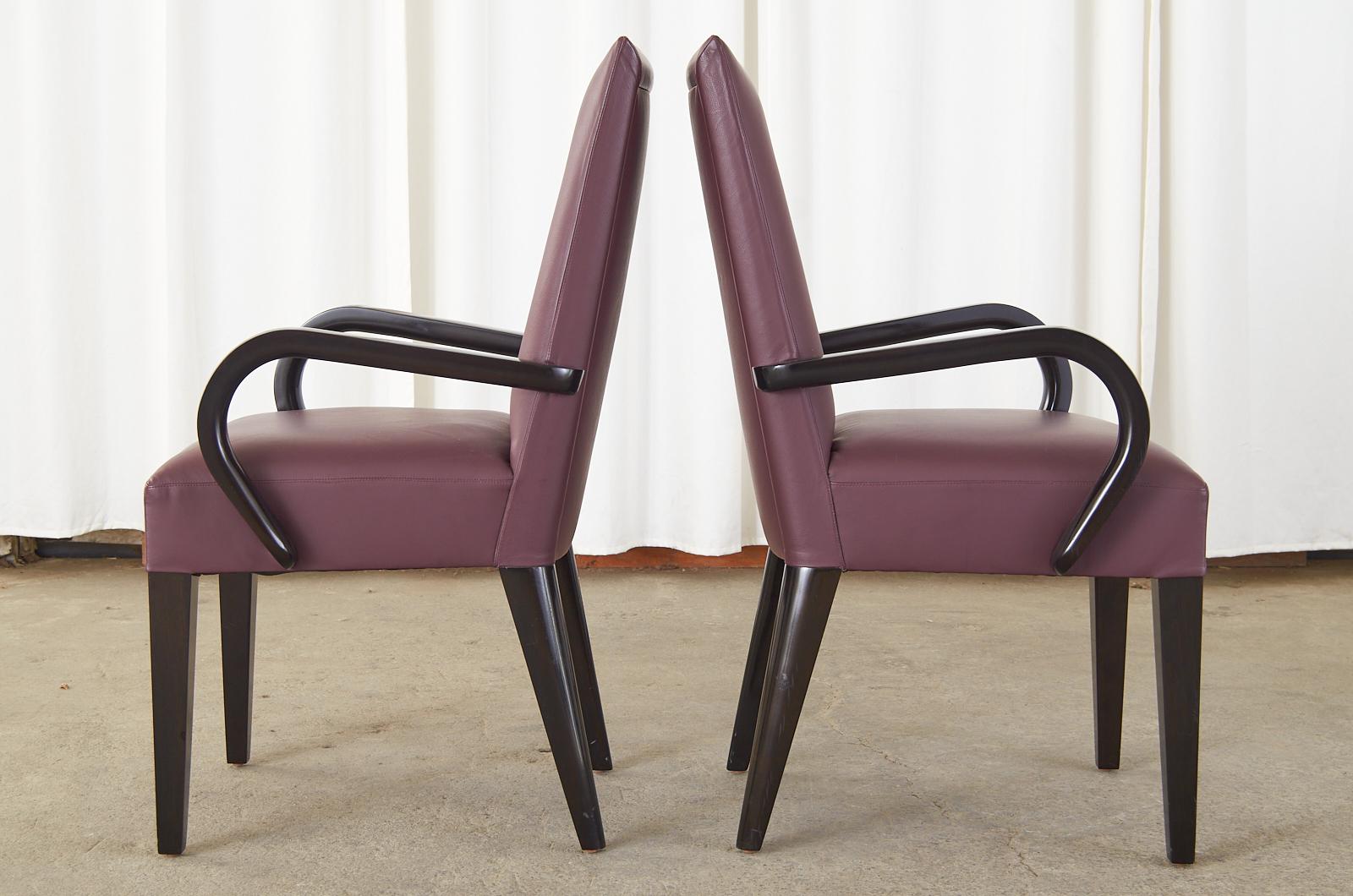 20ième siècle Ensemble de dix chaises de salle à manger en cuir Dakota Jackson en vente