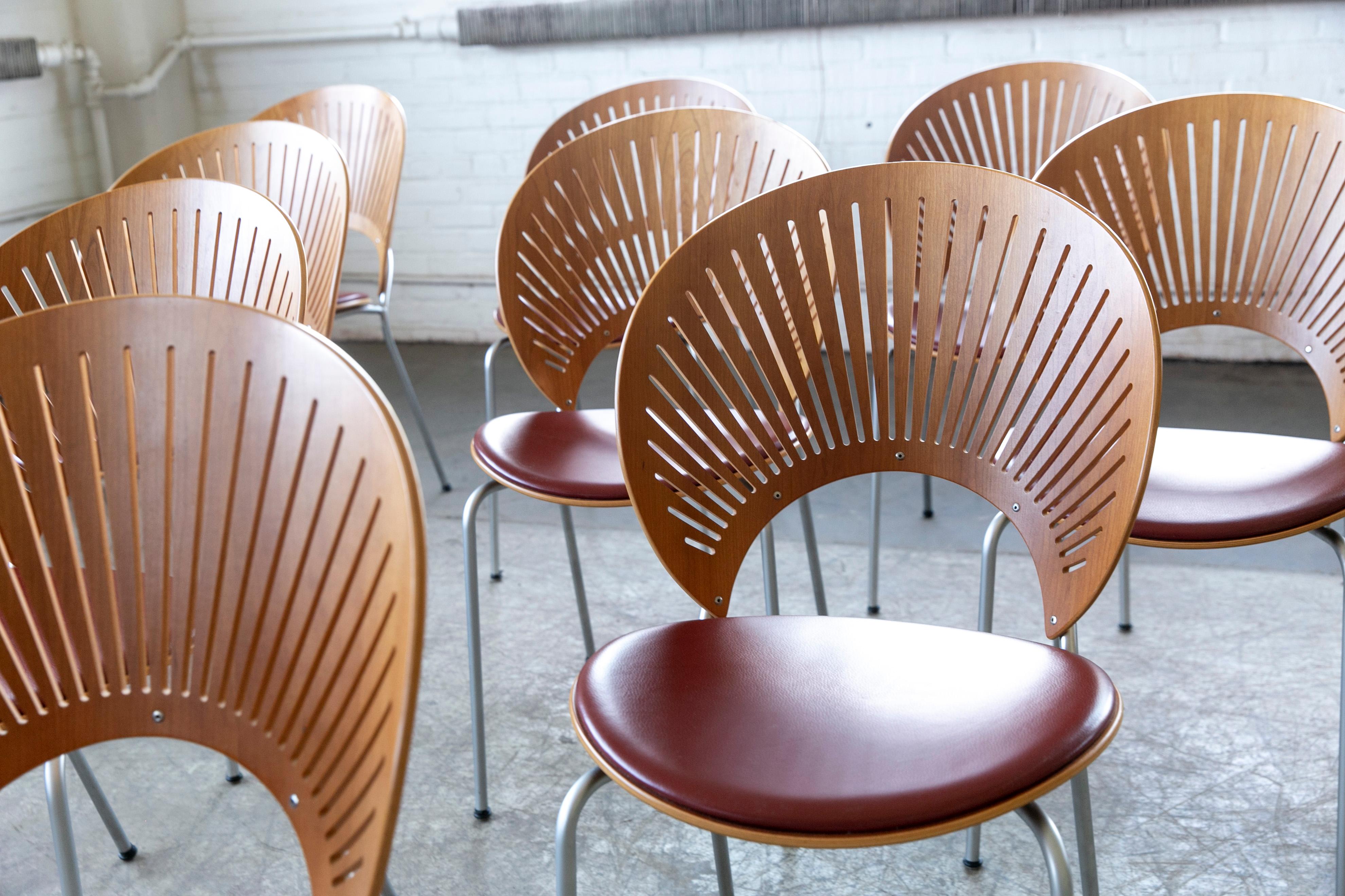 Ensemble de dix chaises de salle à manger danoises modèle Trinidad par Nana Ditzel Bon état - En vente à Bridgeport, CT