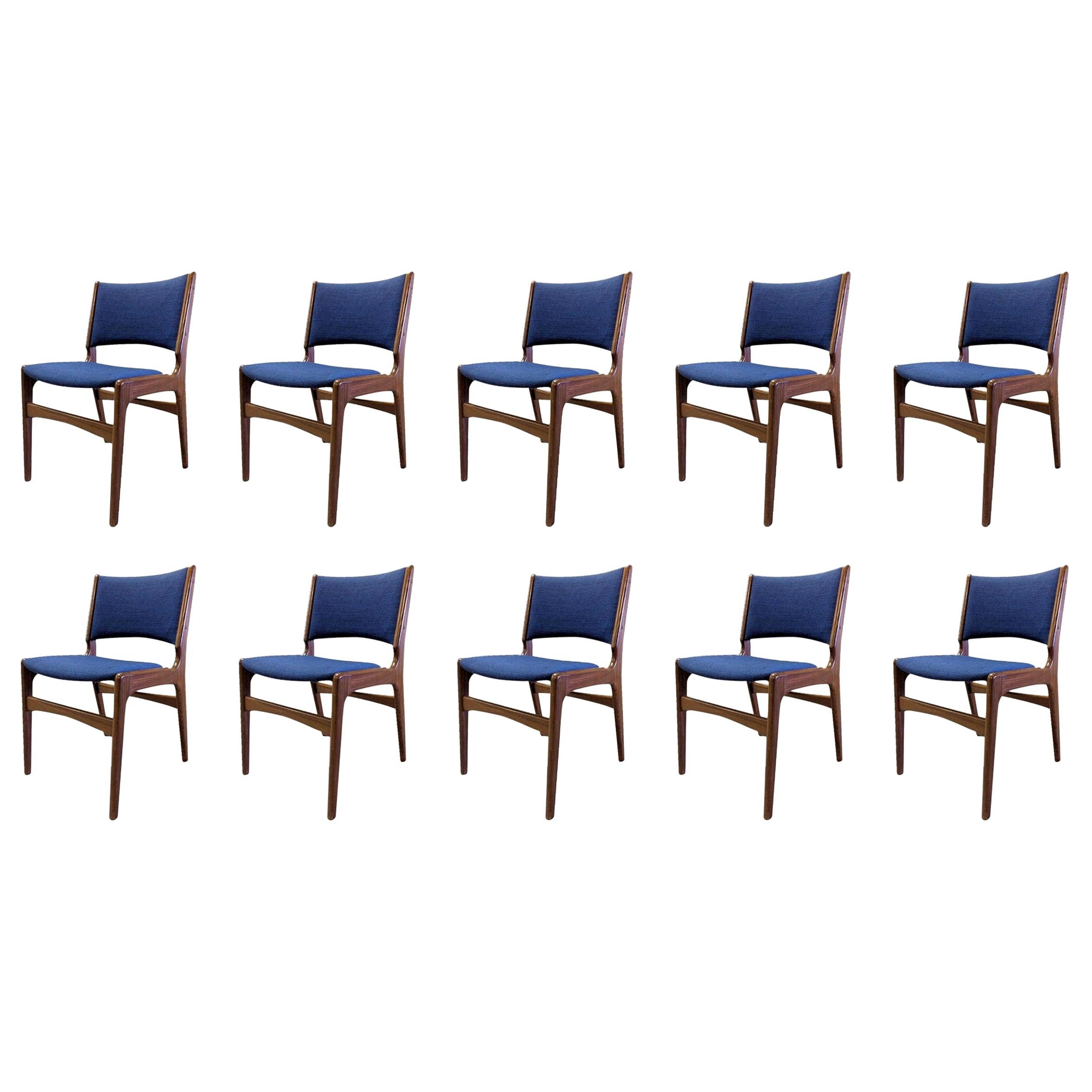Set of Ten Danish Fully Restored Erik Buch Dining Chairs, Inc. Re-Upholstery