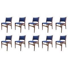 Vintage Set of Ten Danish Fully Restored Erik Buch Dining Chairs, Inc. Re-Upholstery