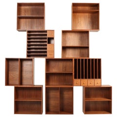 Set of Ten Danish Midcentury Wall-Mounted Bookcases
