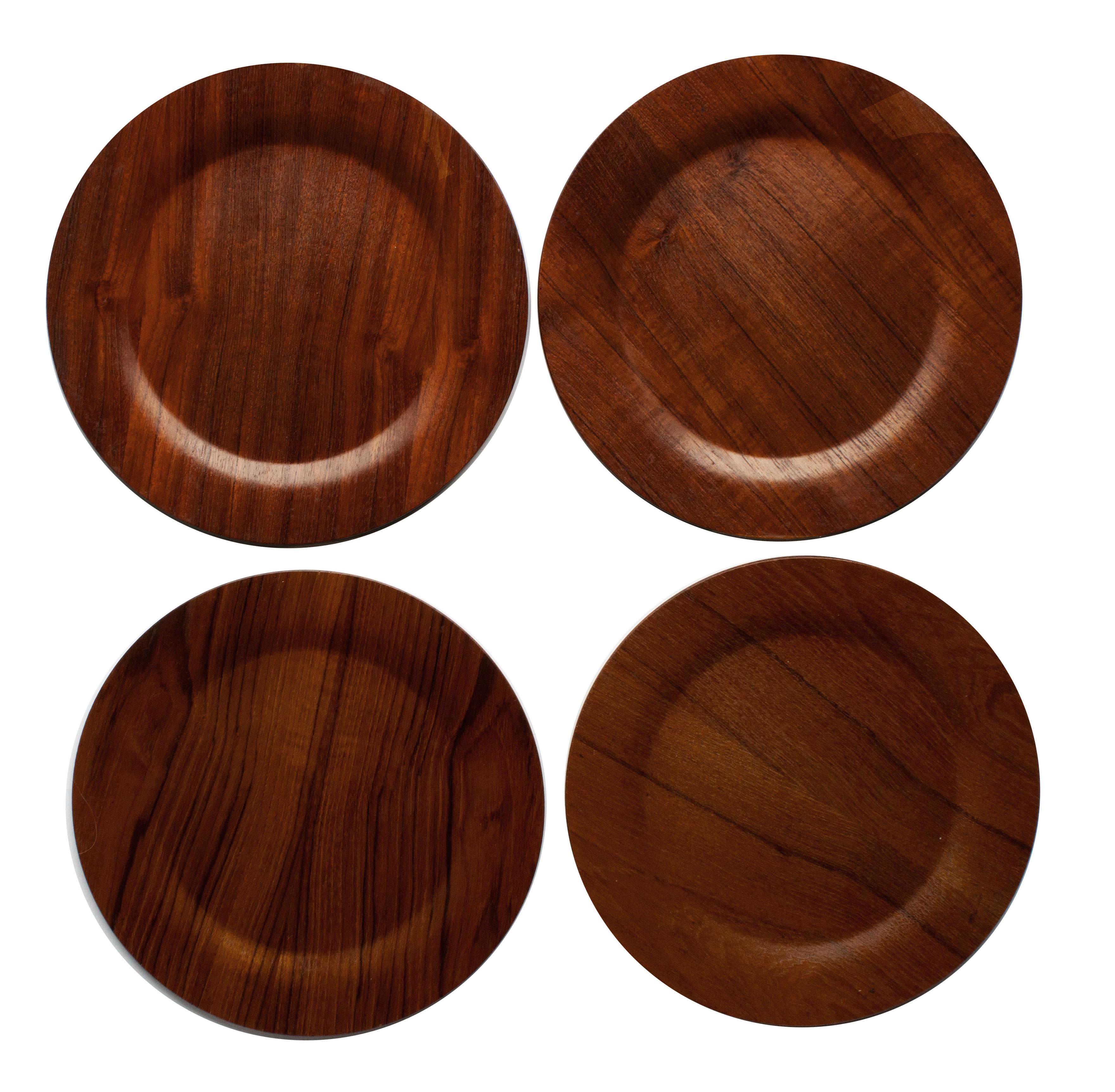 Scandinave moderne Lot de dix assiettes plates danoises en teck The Moderns en vente