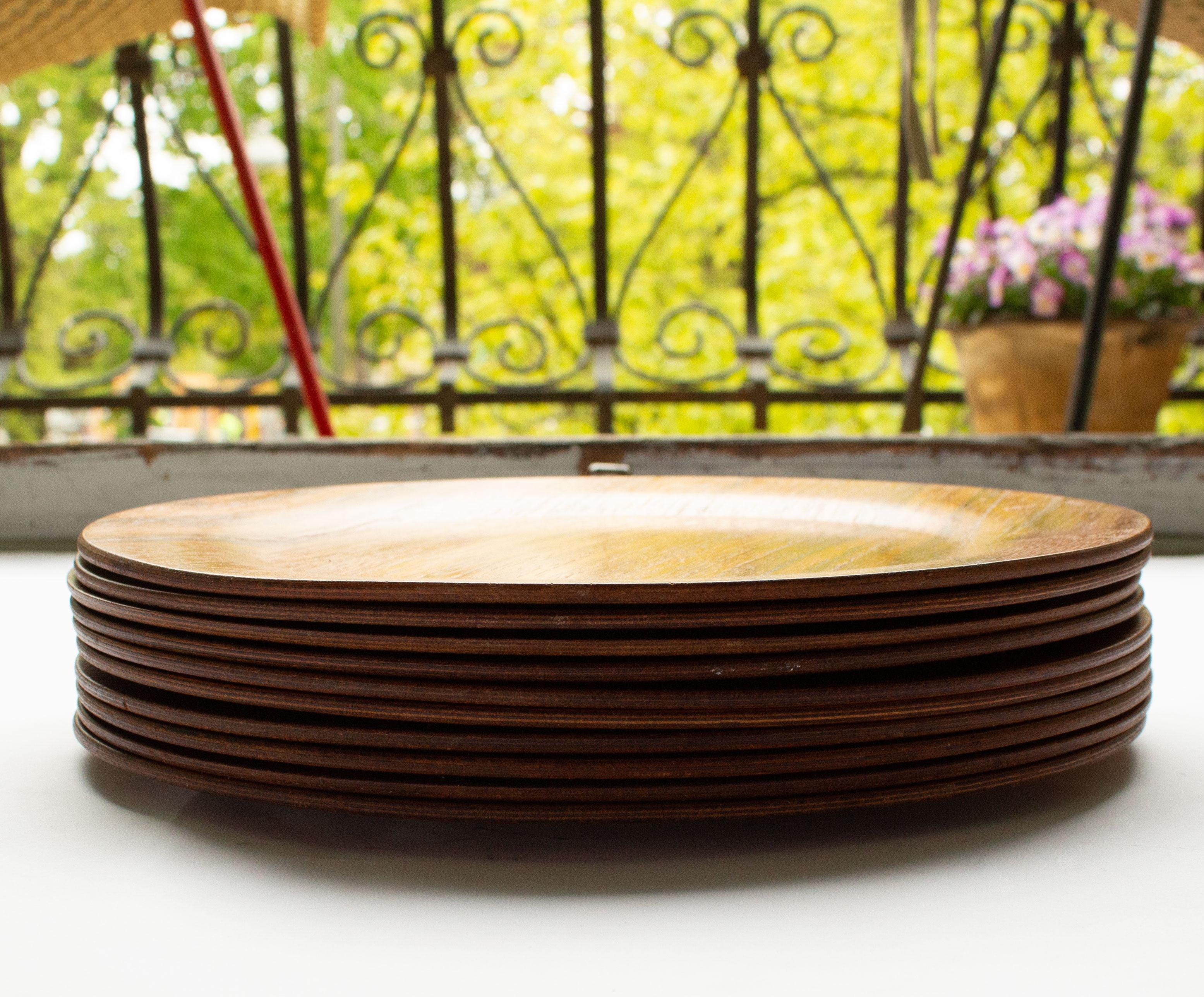 Lot de dix assiettes plates danoises en teck The Moderns Bon état - En vente à Stockholm, SE