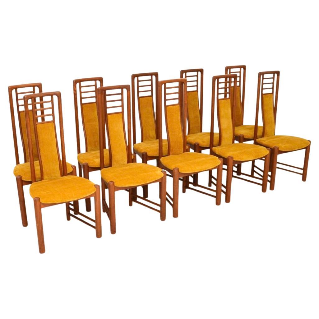 Set of Ten Danish Vintage Teak Dining Chairs For Sale