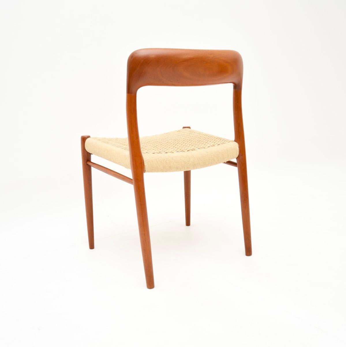 Set of Ten Danish Vintage Teak Model 75 Dining Chairs by Niels Moller 4