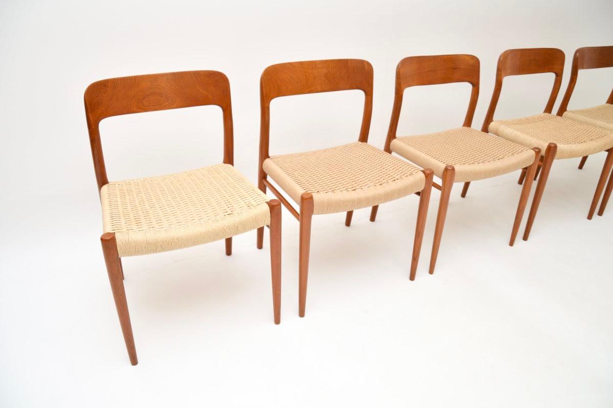 Mid-20th Century Set of Ten Danish Vintage Teak Model 75 Dining Chairs by Niels Moller