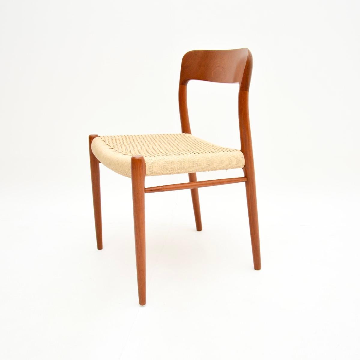 Set of Ten Danish Vintage Teak Model 75 Dining Chairs by Niels Moller 3