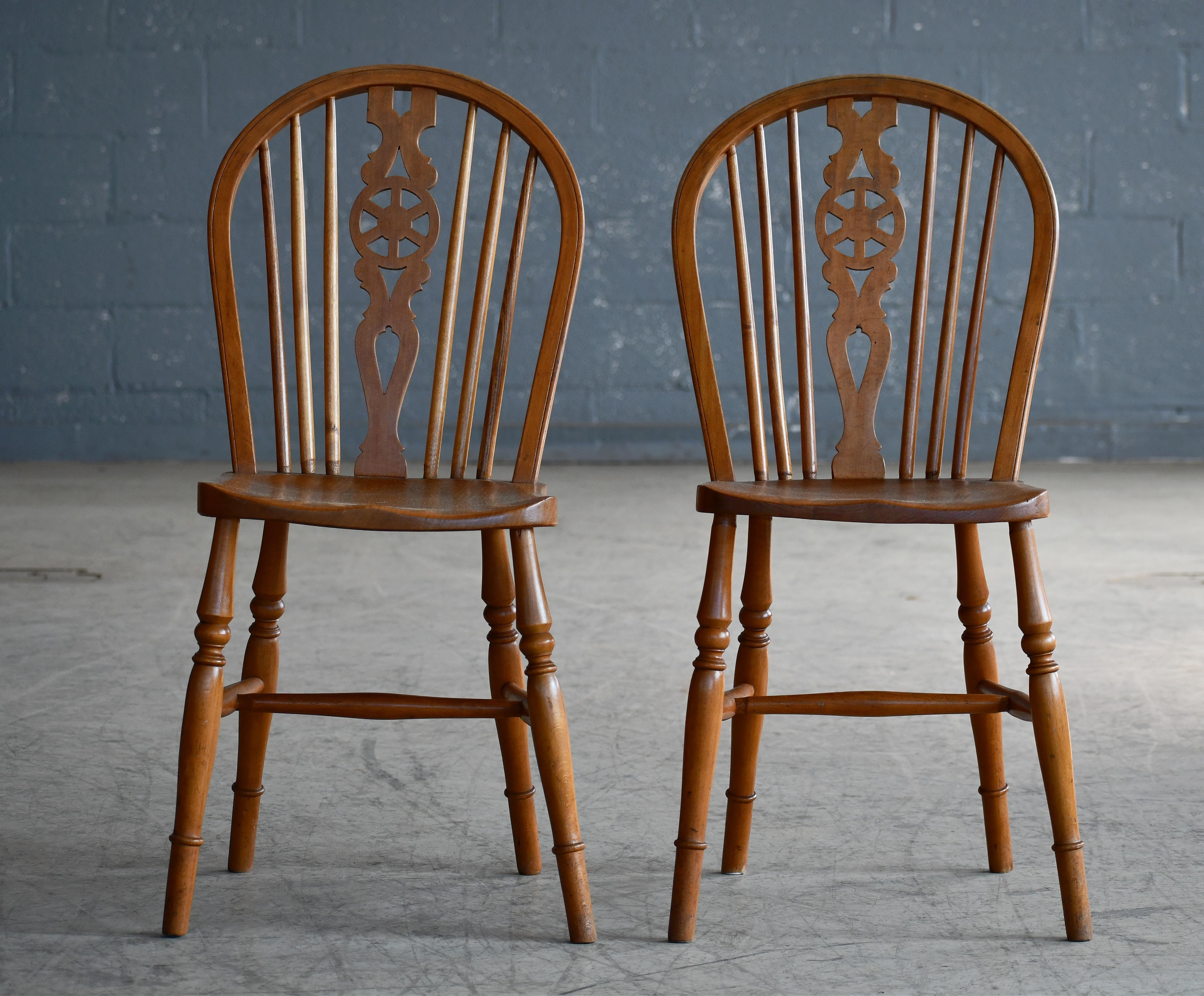 Beech Set of Ten Danish Windsor Style Dining Chairs, Early to Mid-1900s For Sale