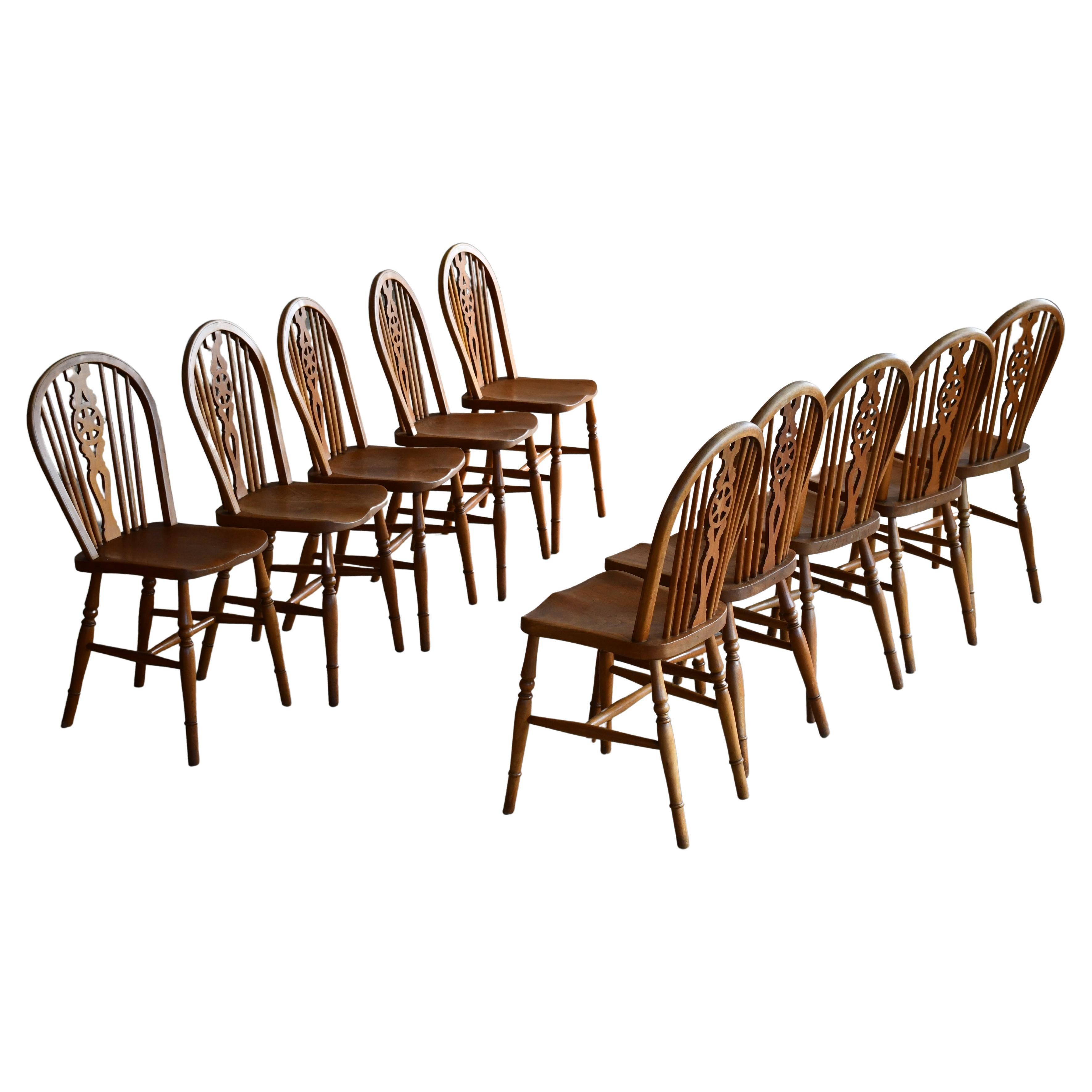 Set of Ten Danish Windsor Style Dining Chairs, Early to Mid-1900s For Sale