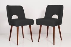 Ensemble de dix chaises « Shell » en bouclette gris foncé, années 1960