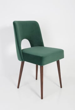 Set of Ten Dark Green Velvet 'Shell' Chairs, 1960s