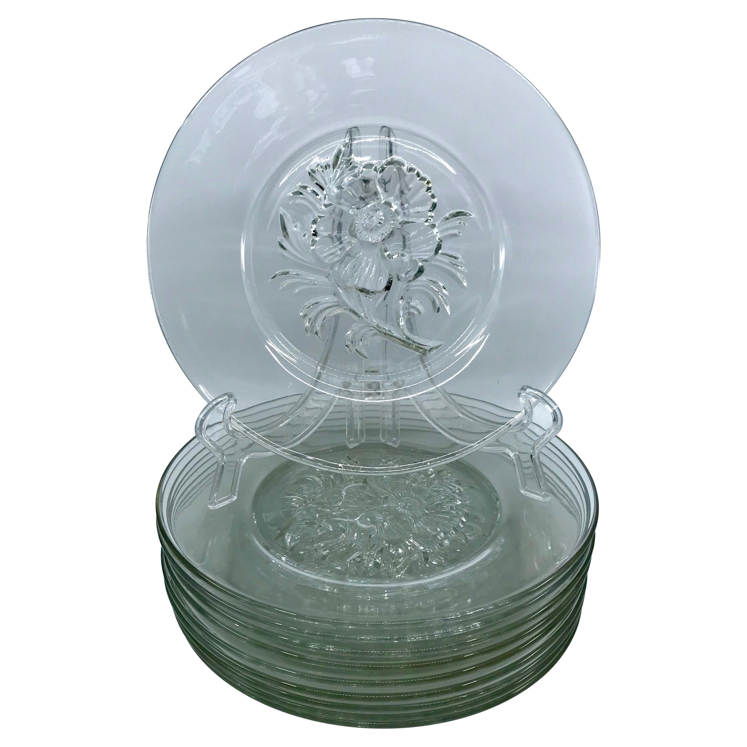 Vereco, France, Ten Plates in Green Art Glass, MidCentury Modern at