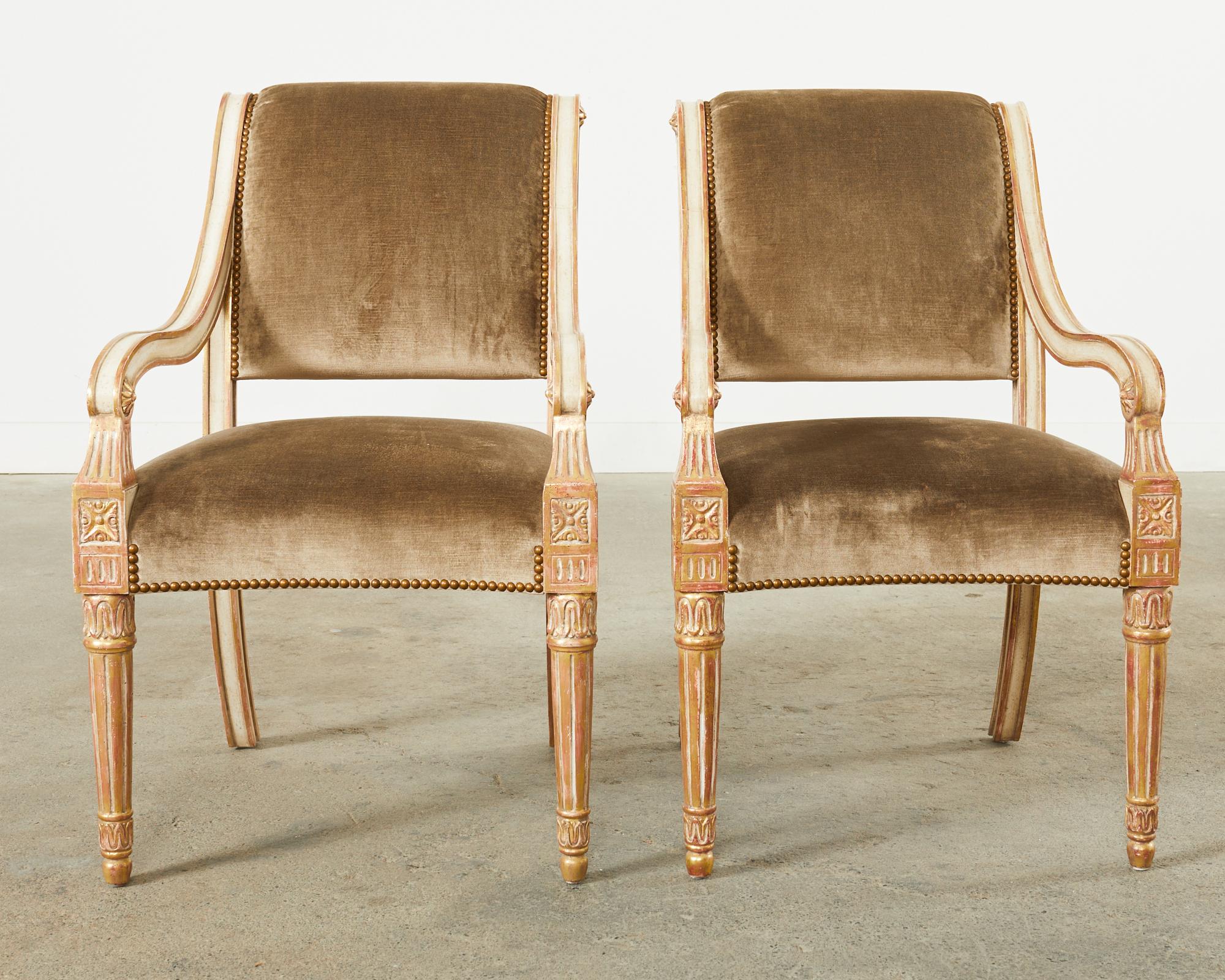 Hand-Crafted Set of Ten Dennis & Leen Attributed Louis XVI Style Armchairs 