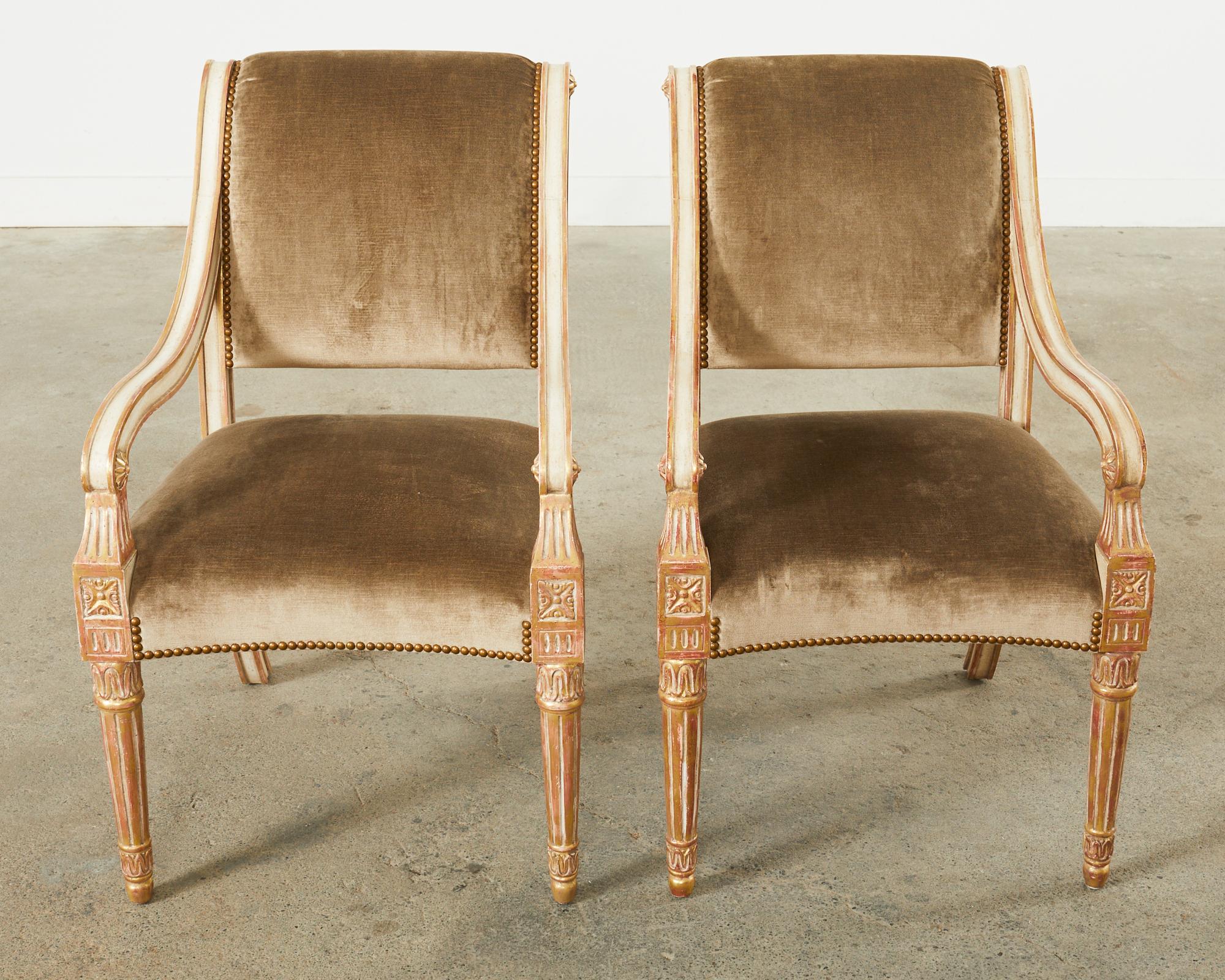 Contemporary Set of Ten Dennis & Leen Attributed Louis XVI Style Armchairs 