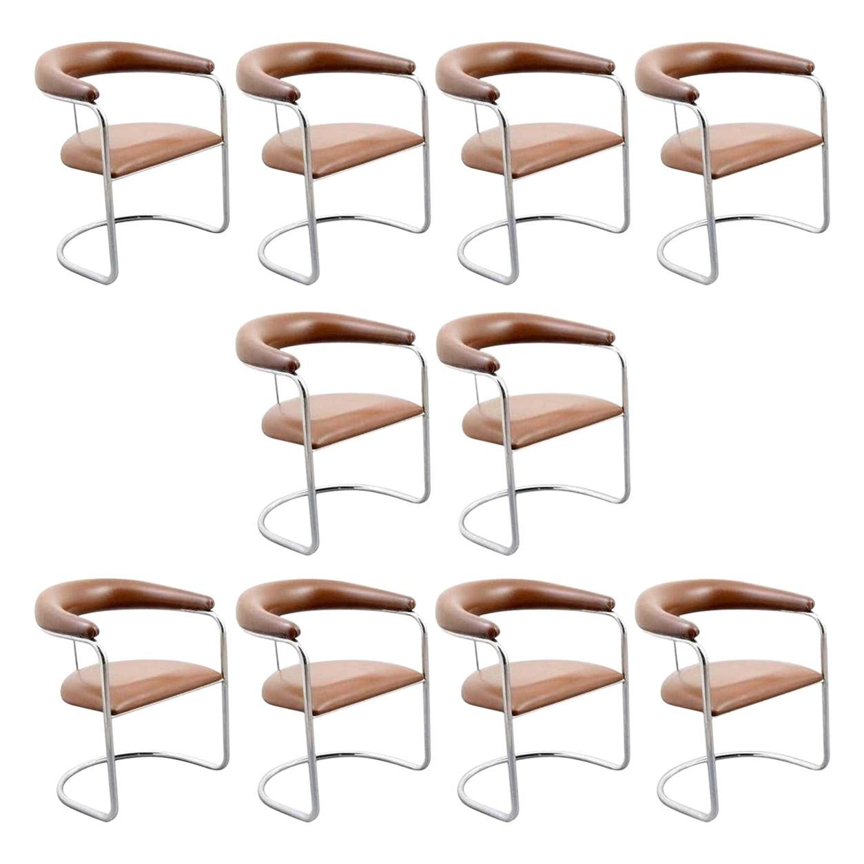 Set of Ten Dining Chairs by Anton Lorenz for Thonet For Sale