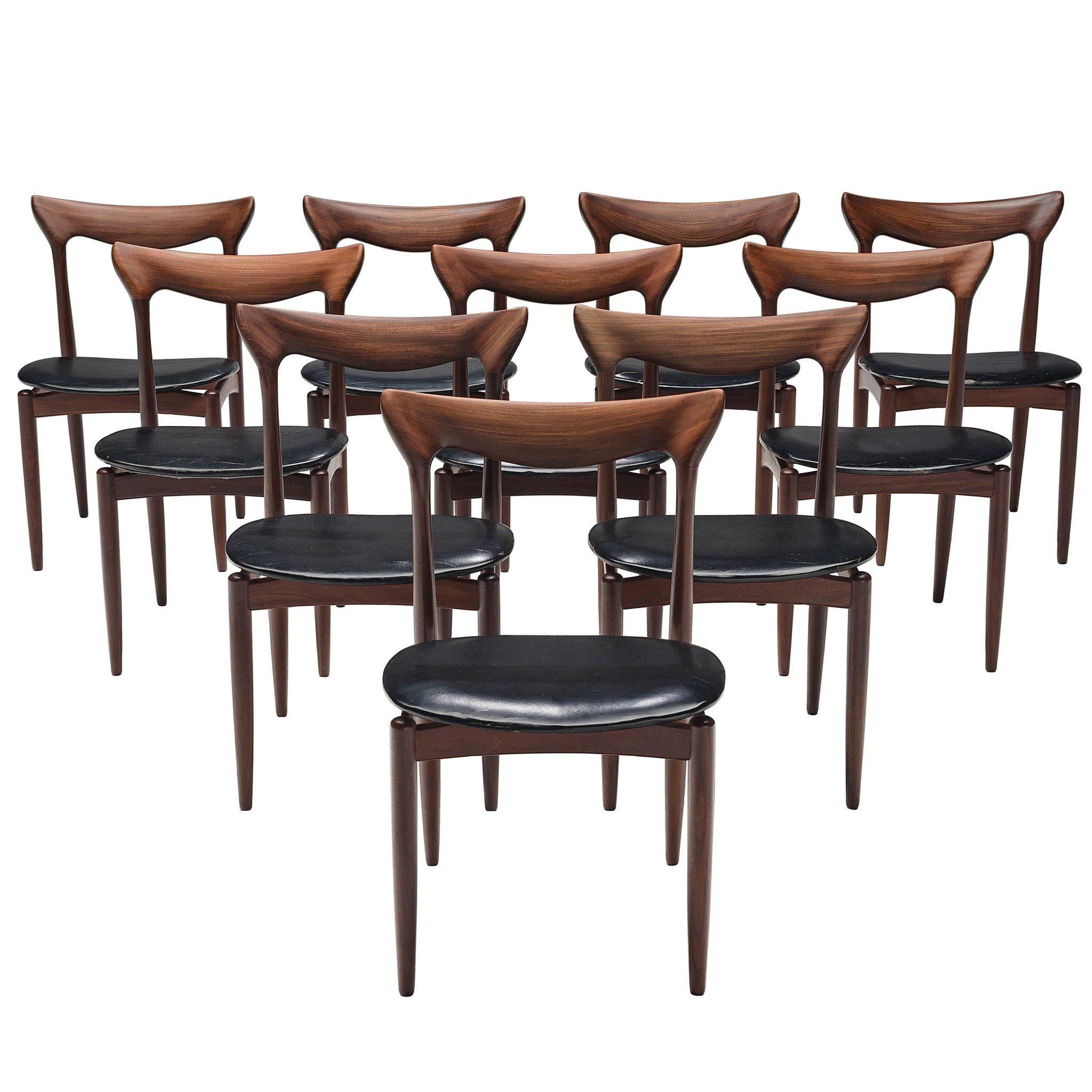 Set of Ten Dining Chairs by H.W. Klein in Mahogany