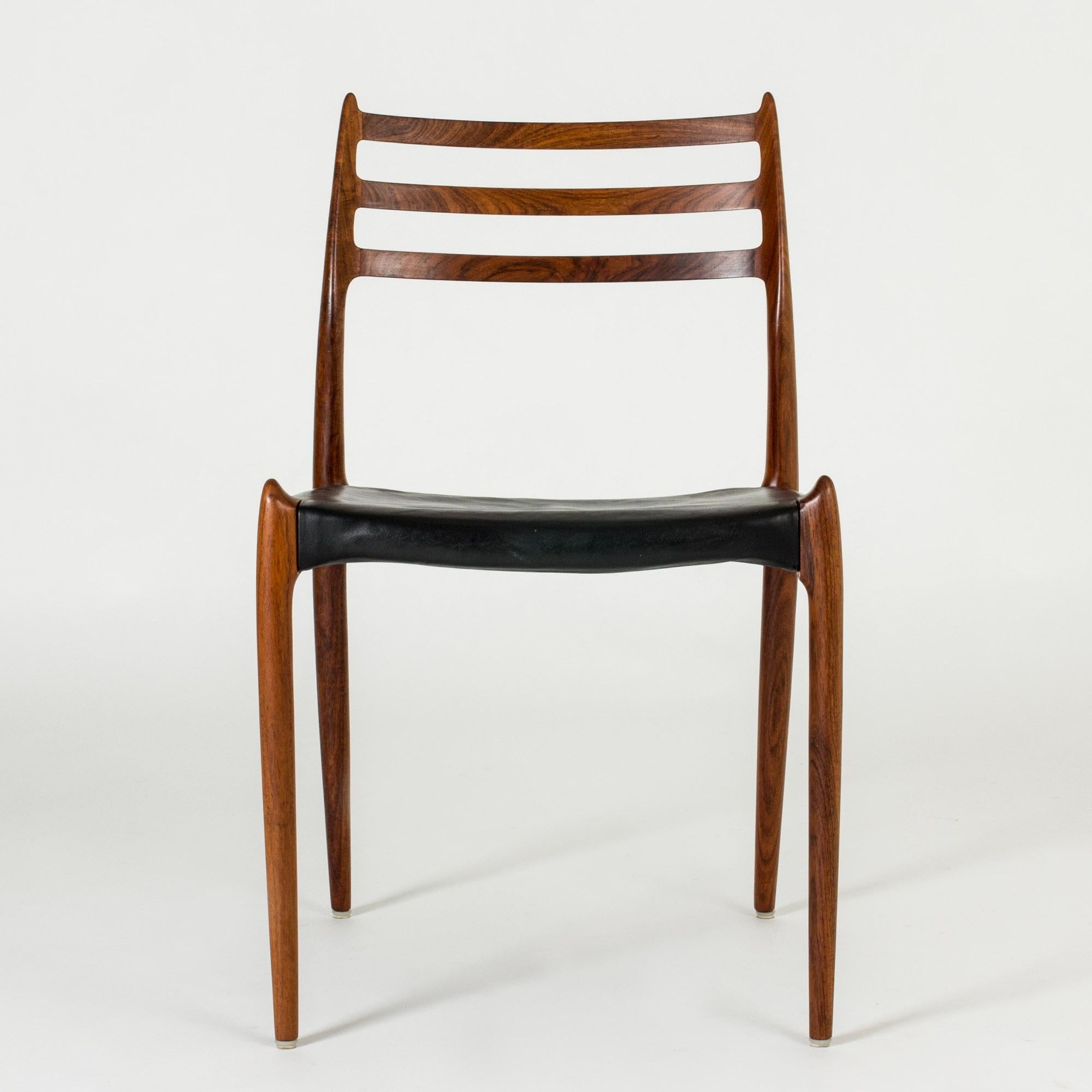 Leather Set of Ten Dining Chairs by Niels O. Møller, Denmark, 1950s