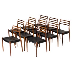 Set of Ten Dining Chairs by Niels O. Møller, Denmark, 1950s