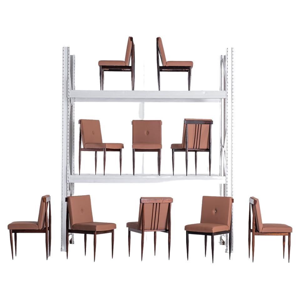 Set of Ten Dining Chairs by Novo Rumo, Solid Rosewood, 1950s