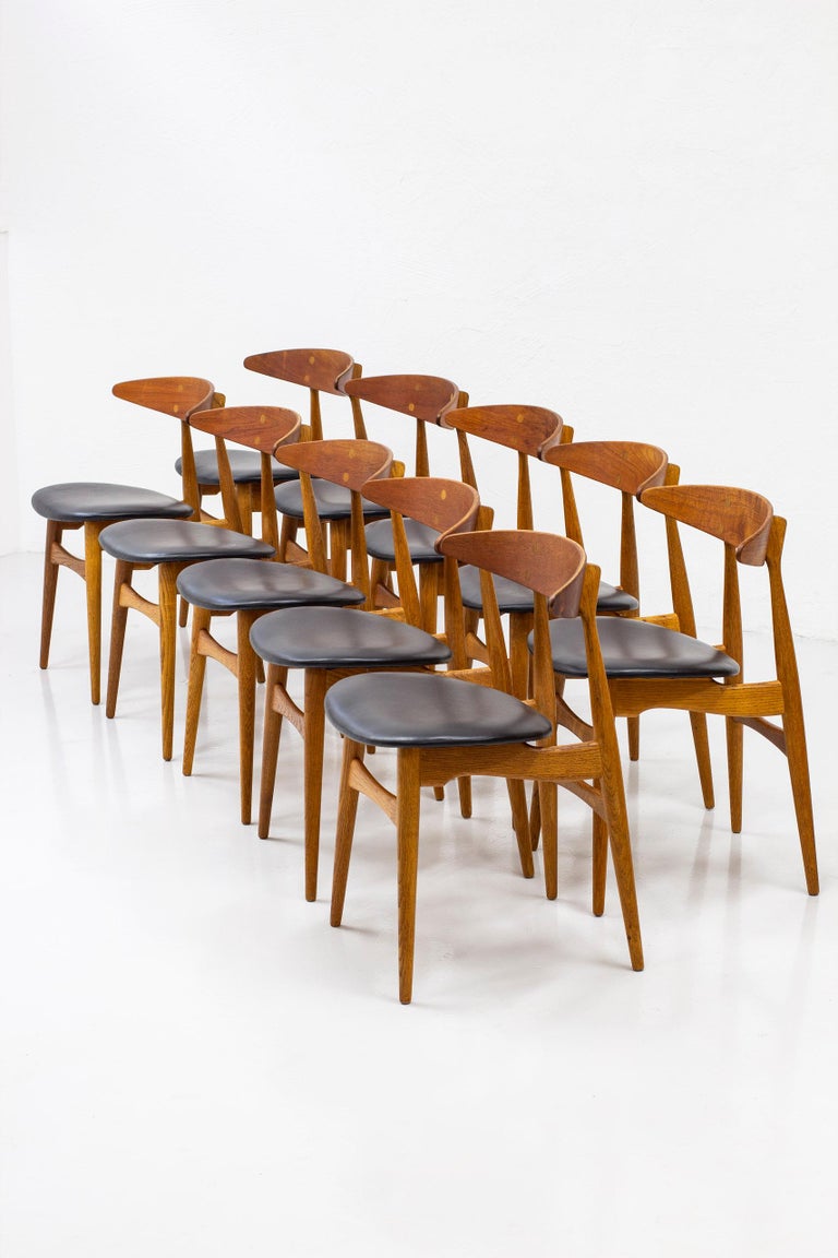 Set of Ten Dining Chairs CH33 by Hans J. Wegner, Carl Hansen and Søn