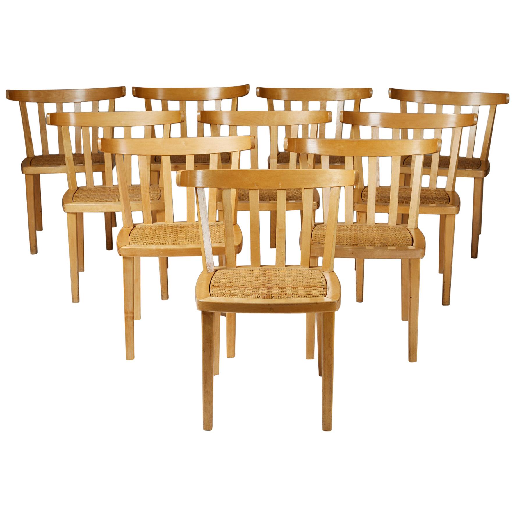 Set of Ten Dining Chairs Designed by Aino Aalto for Artek, Finland, 1950s
