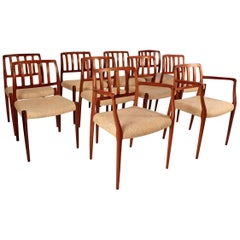 Set of Ten Dining Chairs in East Indian Rosewood by Niels Otto Moller