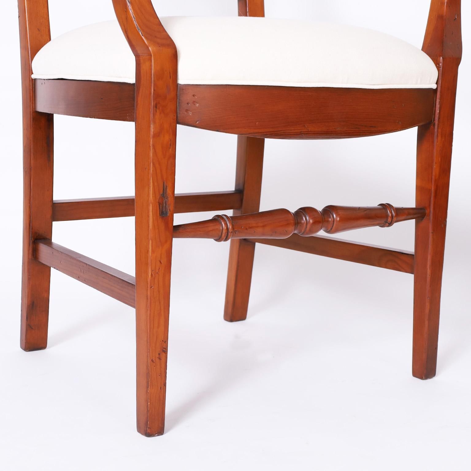 Set of Ten Dining Chairs with Carved Palm Trees In Good Condition In Palm Beach, FL