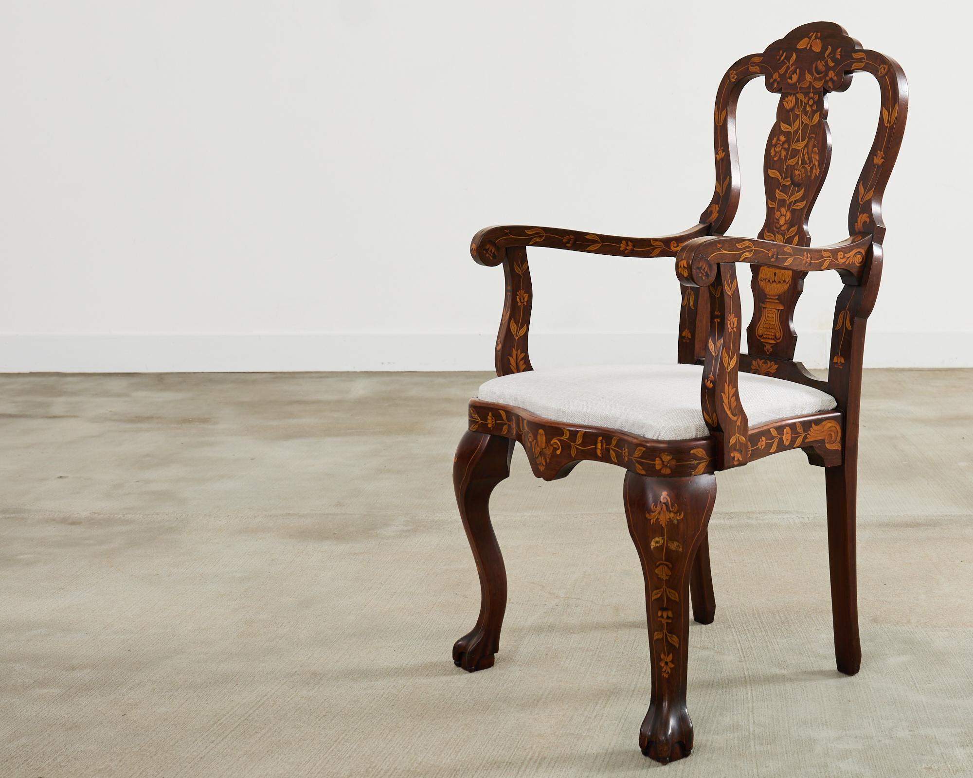 Set of Ten Dutch Baroque Style Walnut Mahogany Dining Chairs 5