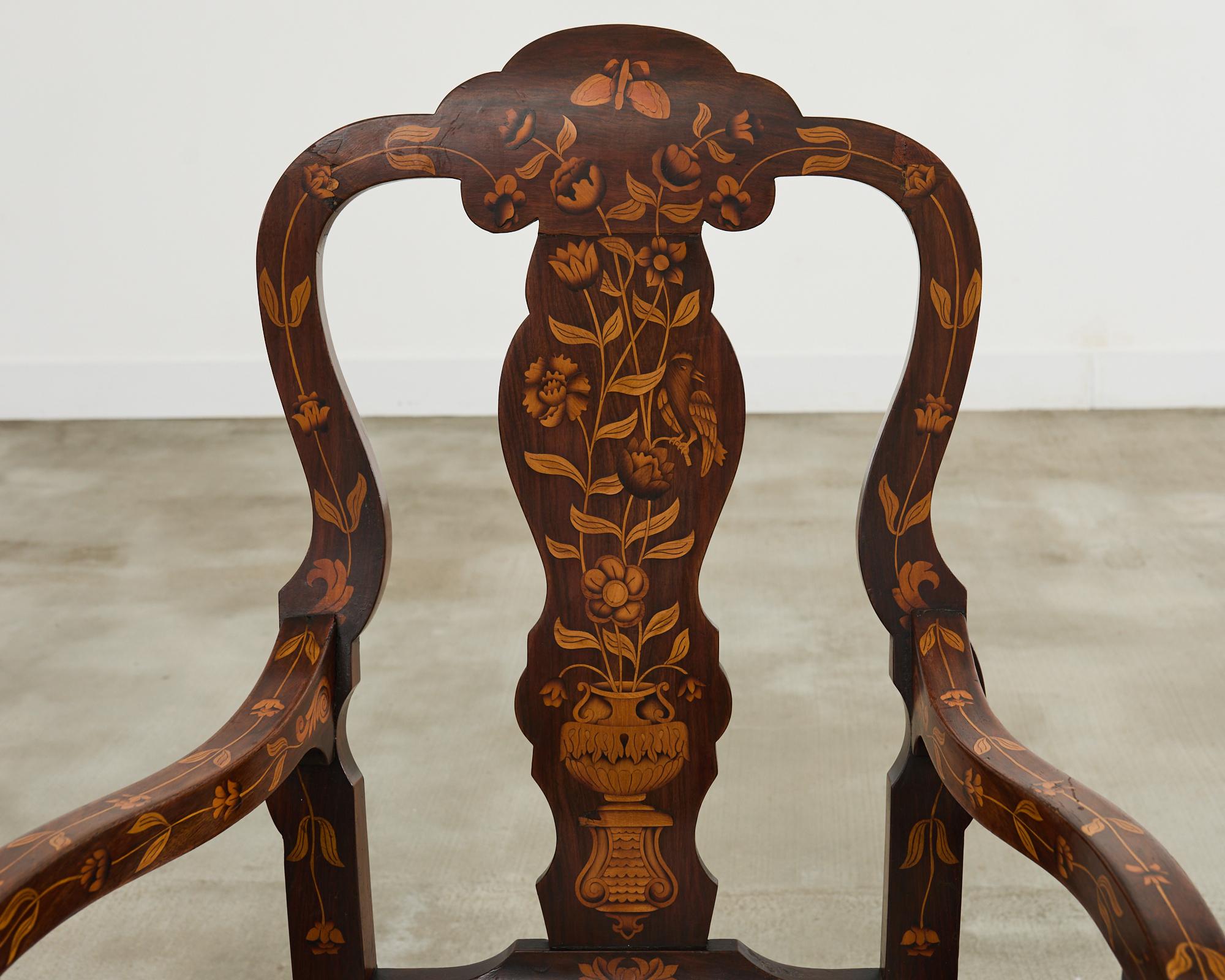 Set of Ten Dutch Baroque Style Walnut Mahogany Dining Chairs 6