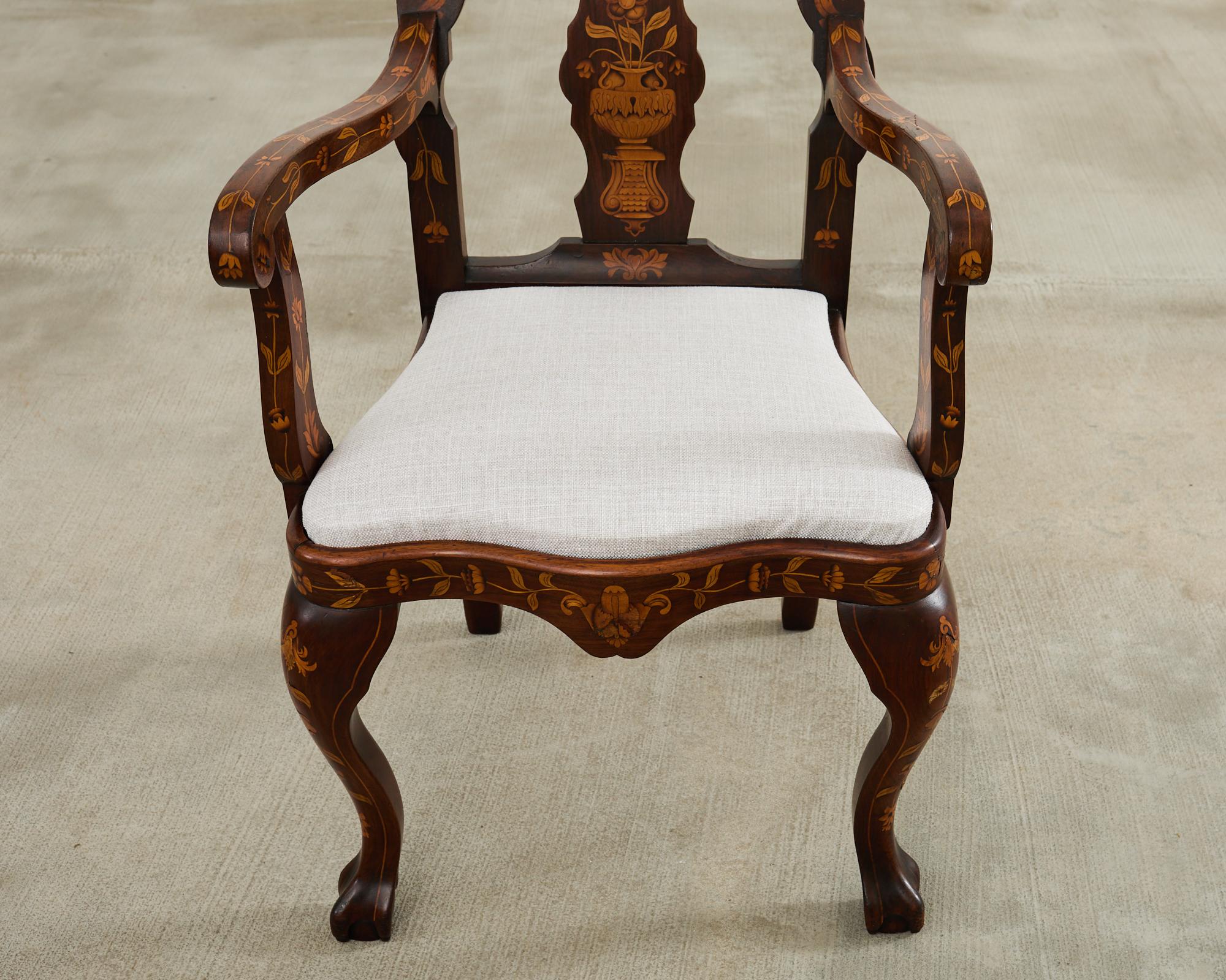 Set of Ten Dutch Baroque Style Walnut Mahogany Dining Chairs 7