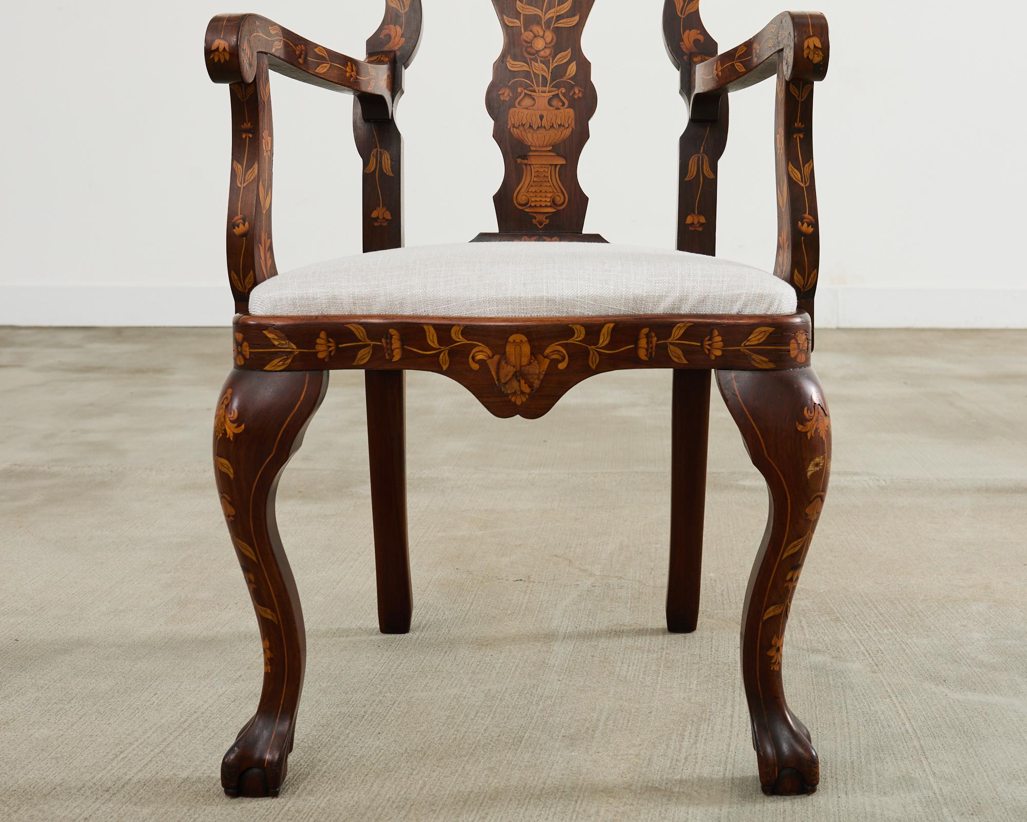 Set of Ten Dutch Baroque Style Walnut Mahogany Dining Chairs 8