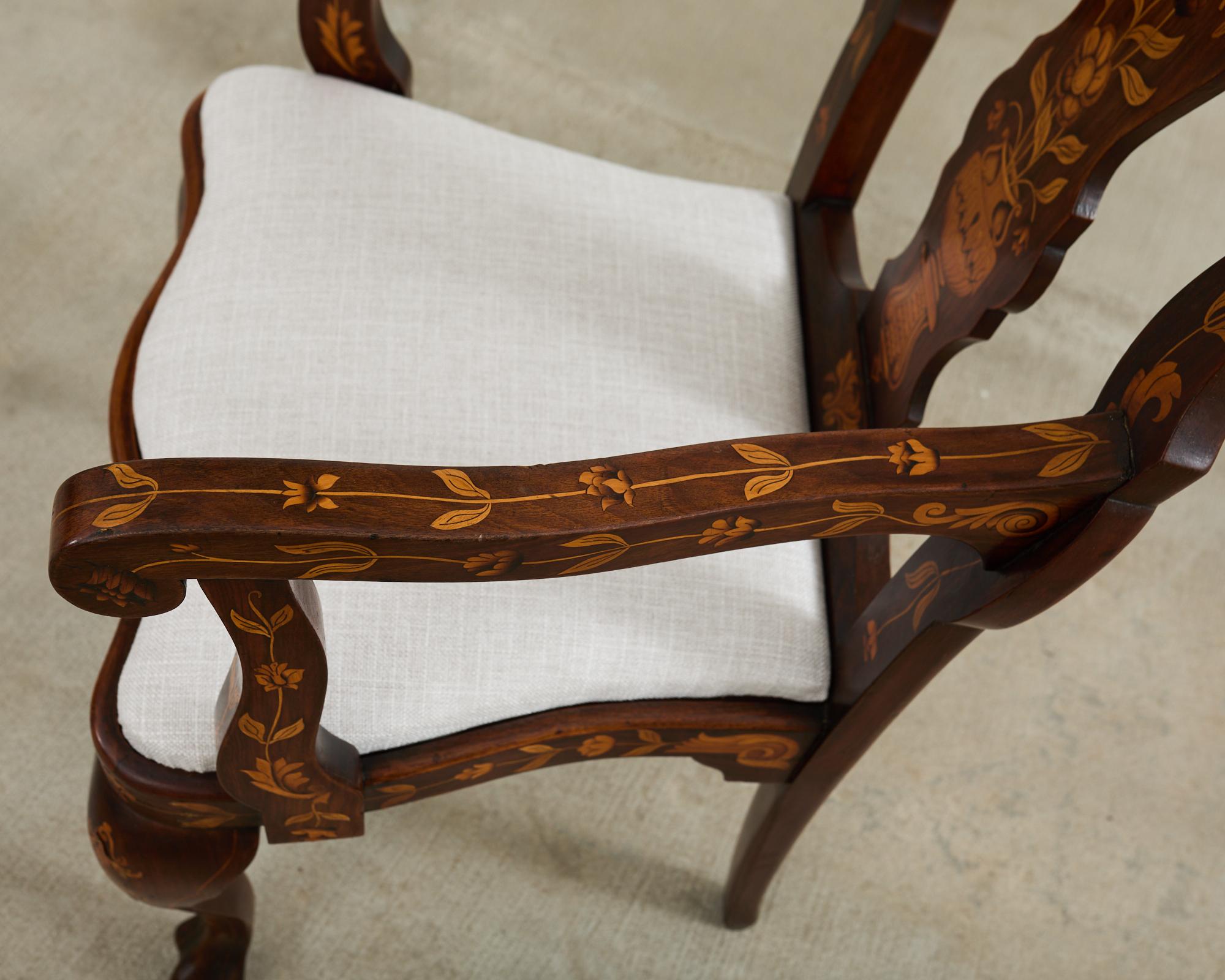 Set of Ten Dutch Baroque Style Walnut Mahogany Dining Chairs 9