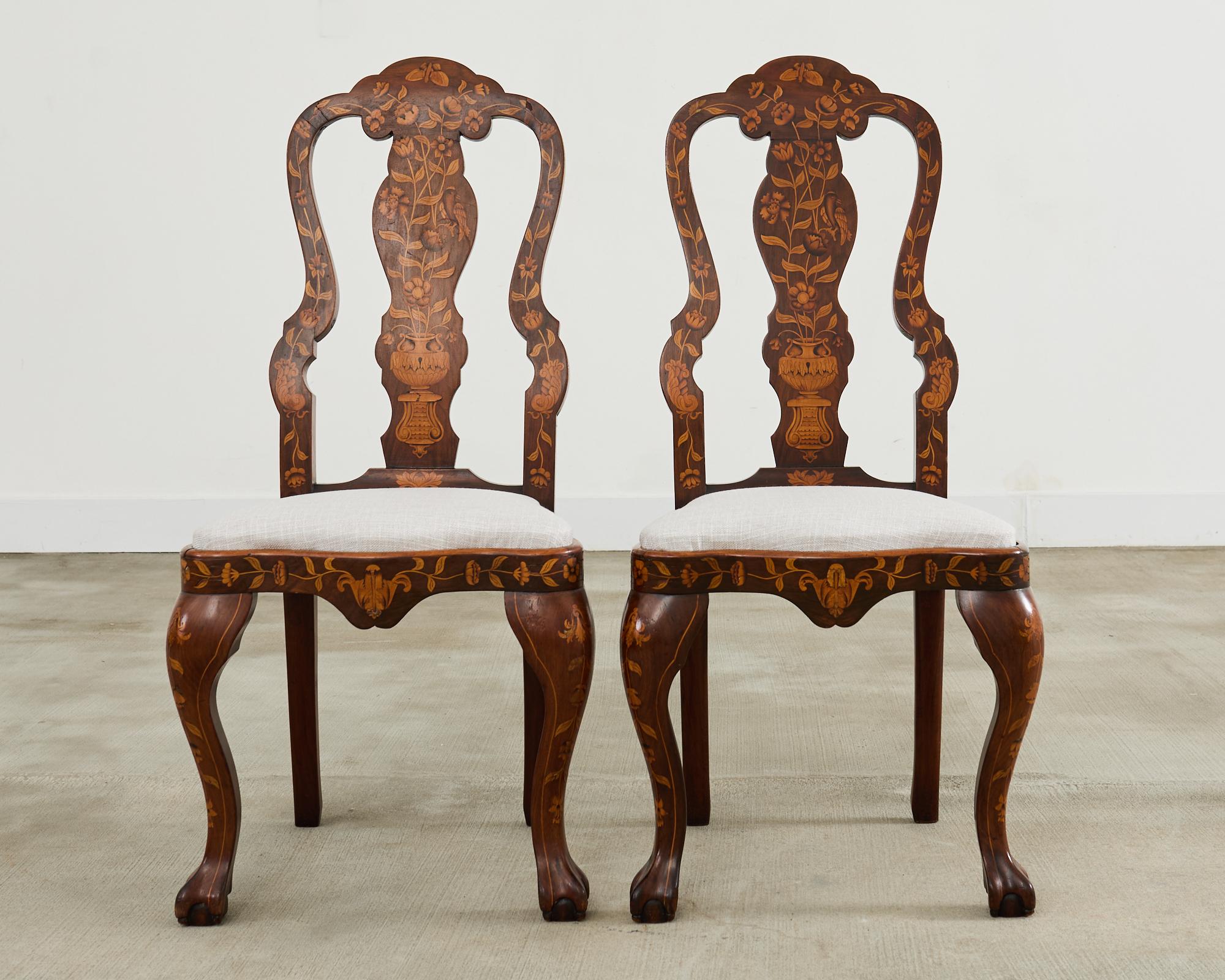 Set of Ten Dutch Baroque Style Walnut Mahogany Dining Chairs 12
