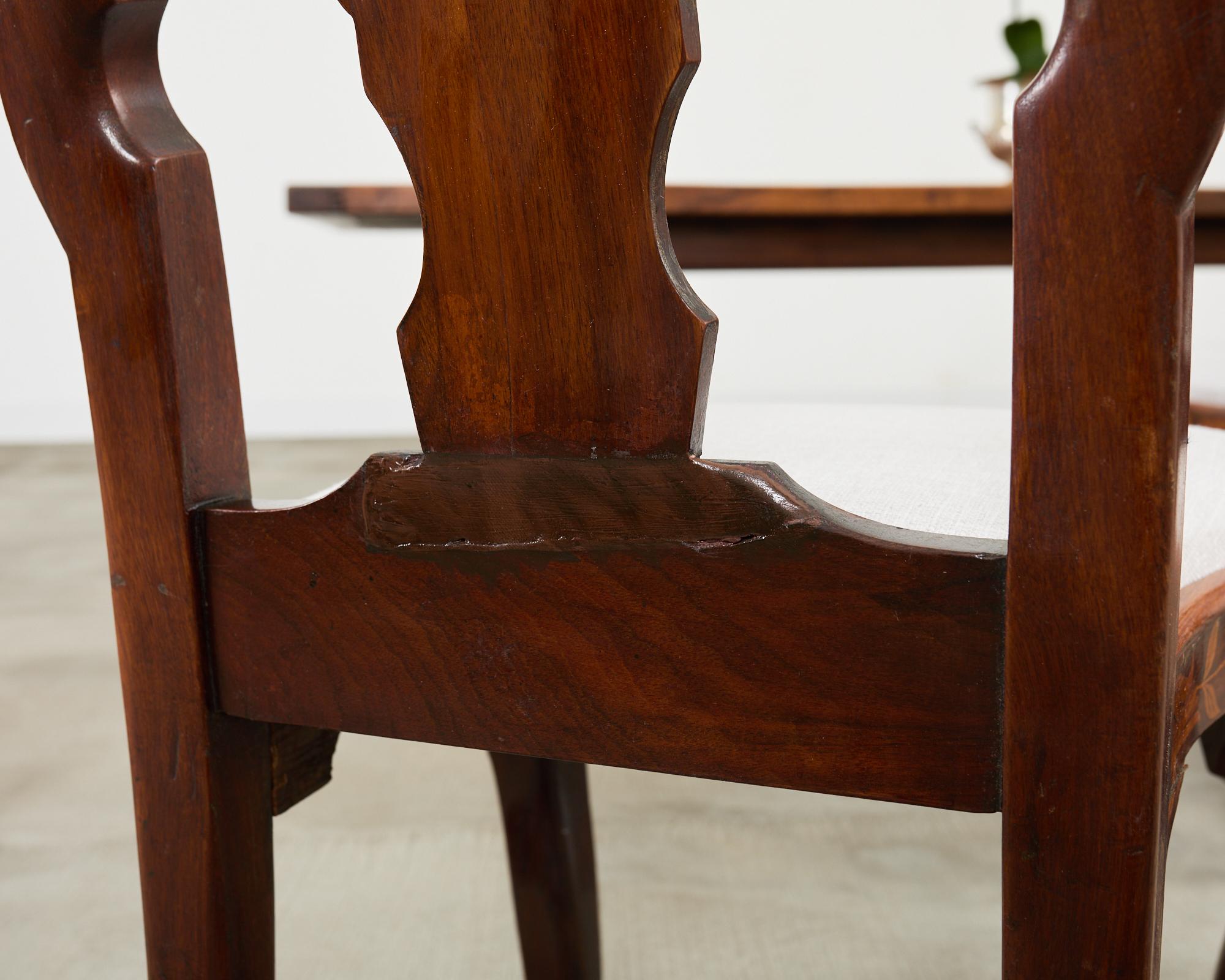 Set of Ten Dutch Baroque Style Walnut Mahogany Dining Chairs 13