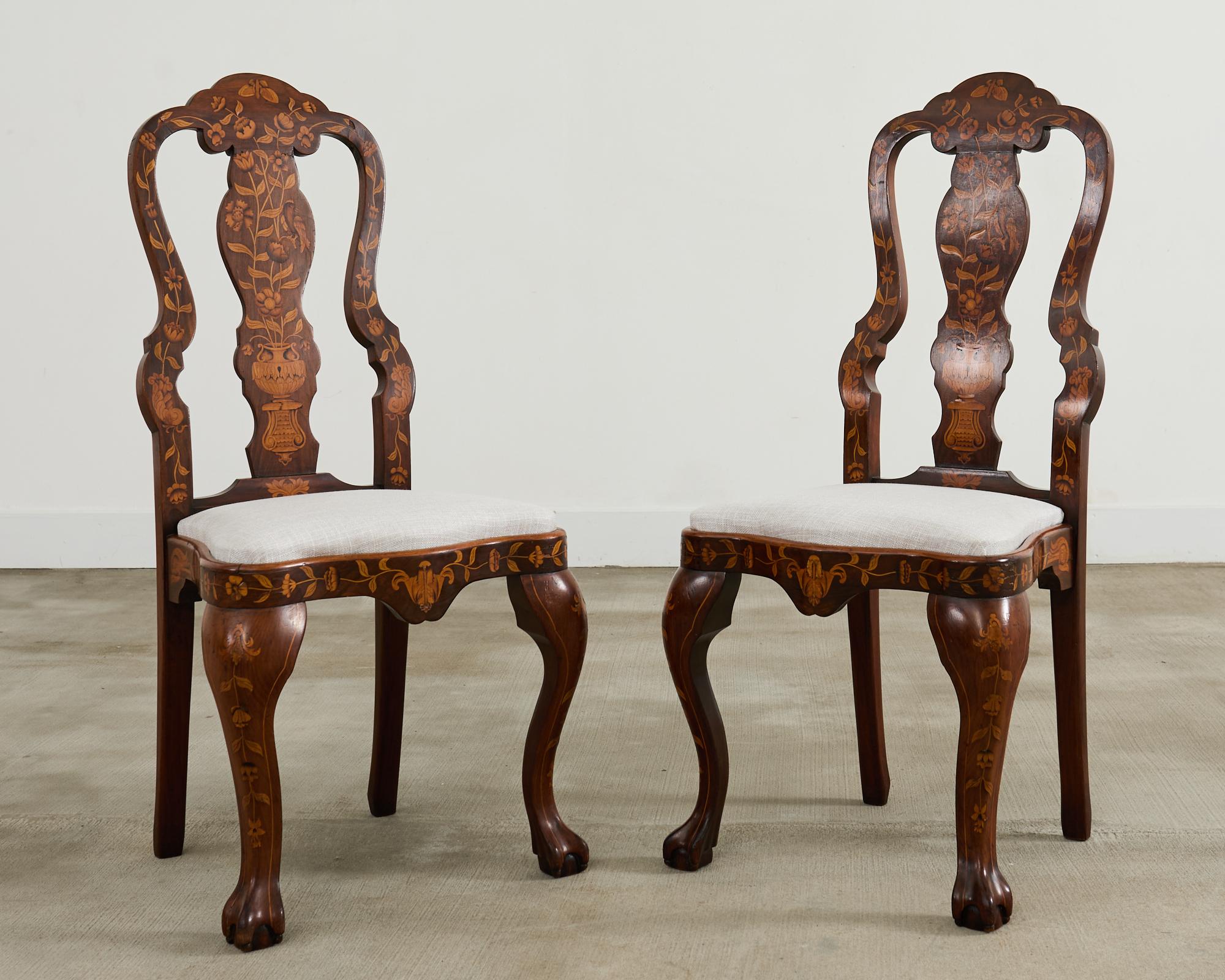 Set of Ten Dutch Baroque Style Walnut Mahogany Dining Chairs 14