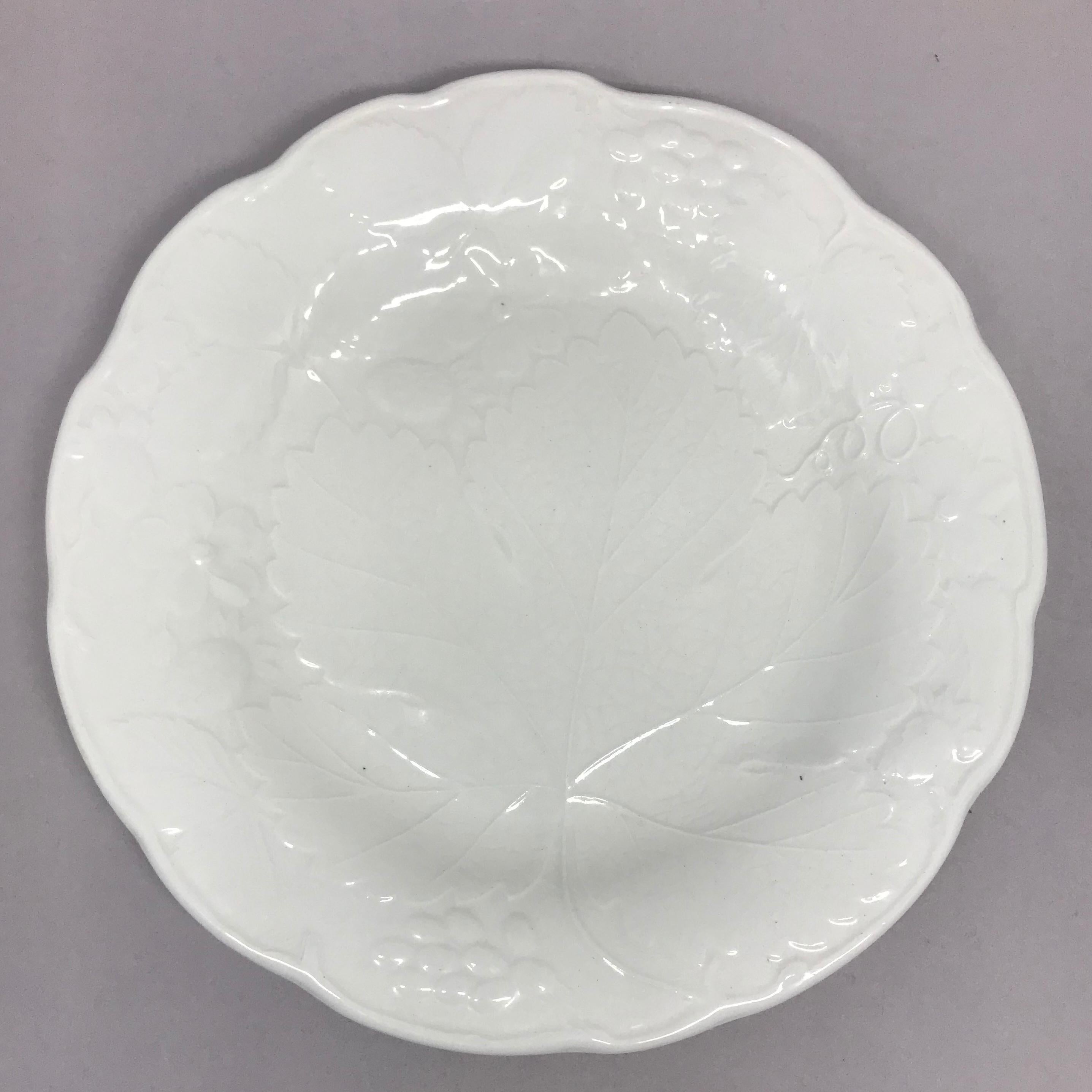 Set of Ten Each White Strawberry Leaf Dinner and Lunch/Dessert Plates In Good Condition In New York, NY