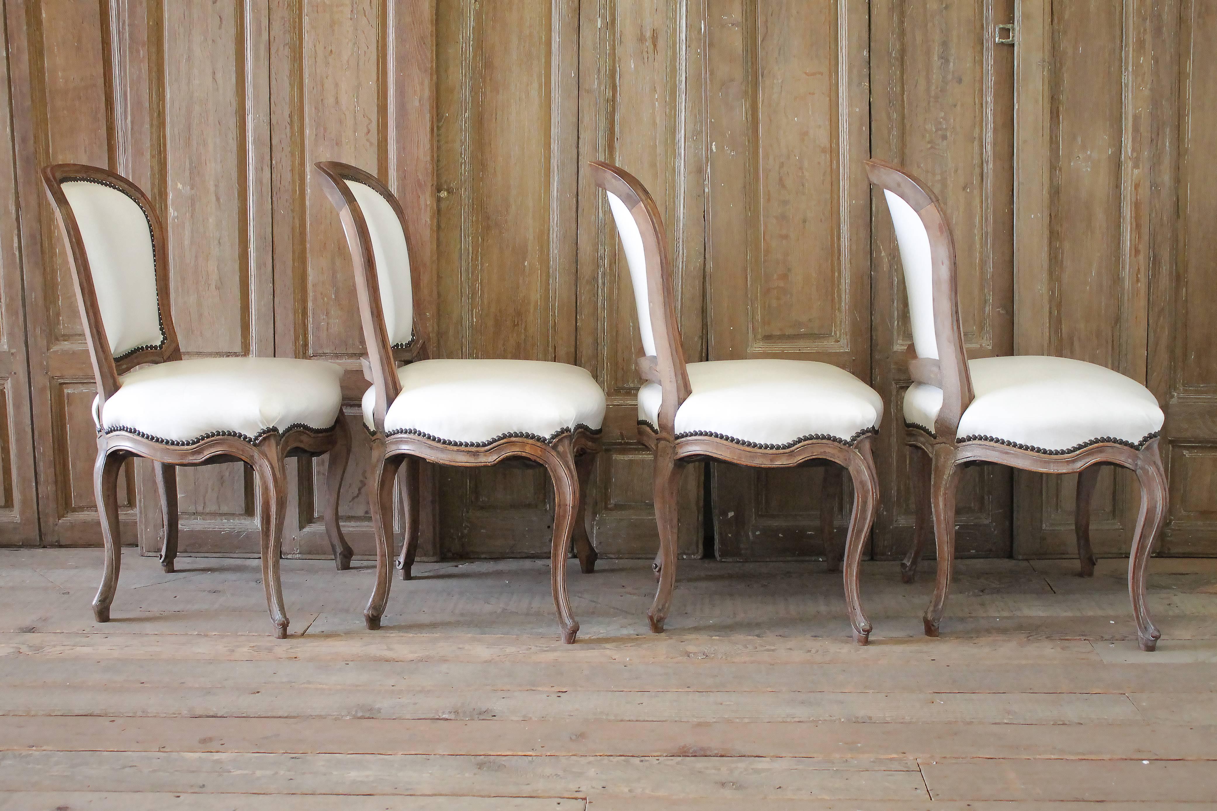 Set of Ten Early 20th Century Louis XV Style Dining Chairs in White Leather 6