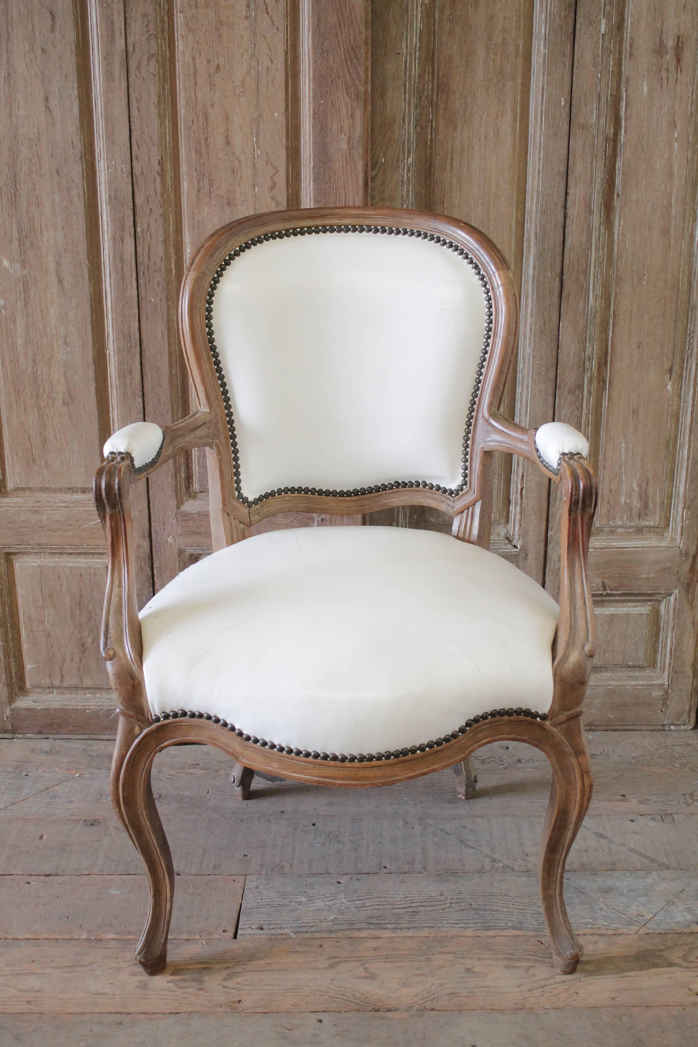 Set of Ten Early 20th Century Louis XV Style Dining Chairs in White Leather 9