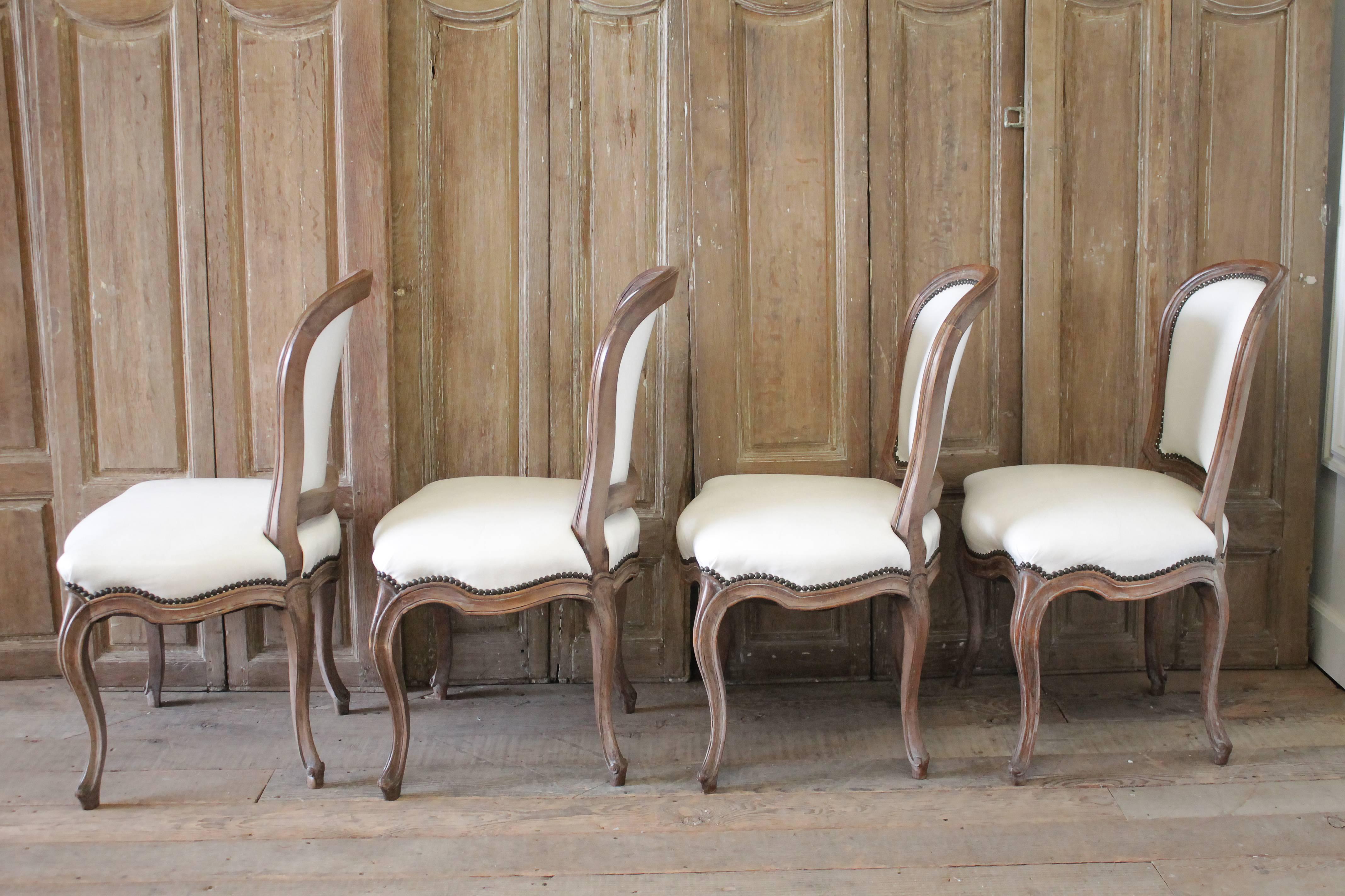 Set of Ten Early 20th Century Louis XV Style Dining Chairs in White Leather 1