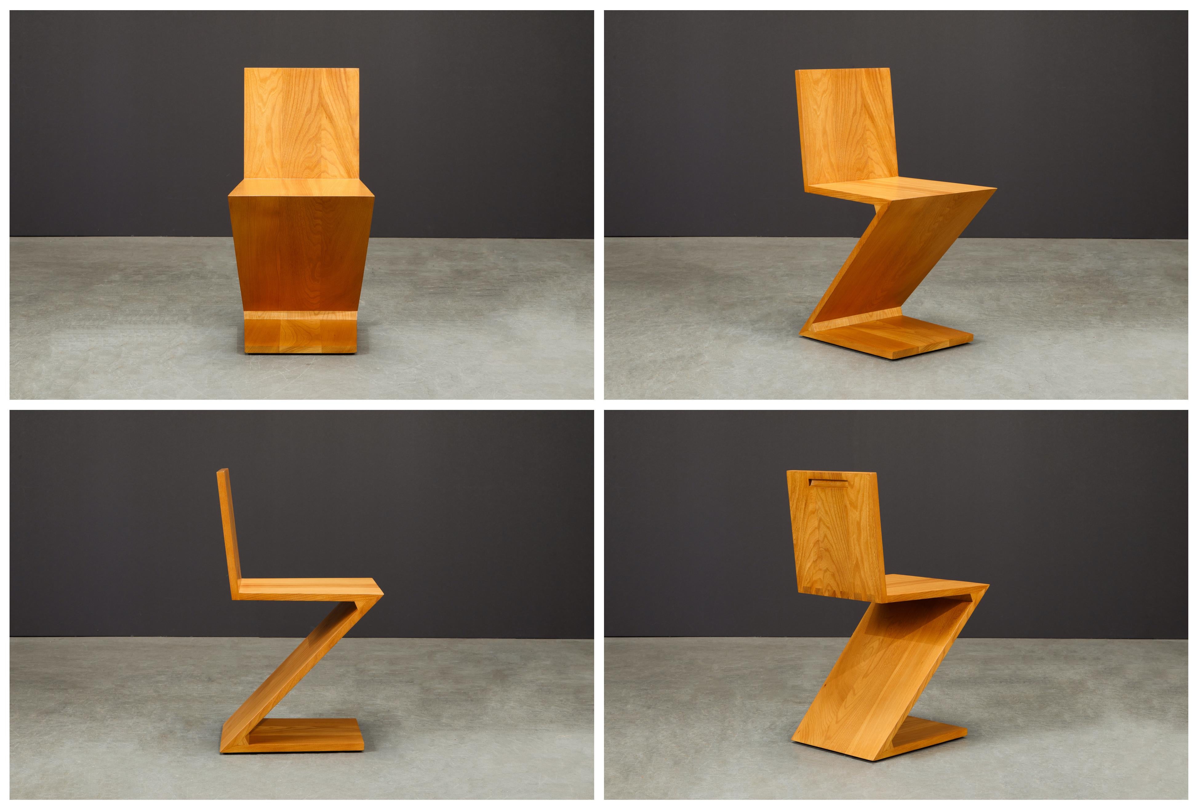 Set of Ten Early 'Zig Zag' Chairs by Gerrit Rietveld for Cassina, 1973, Signed For Sale 2