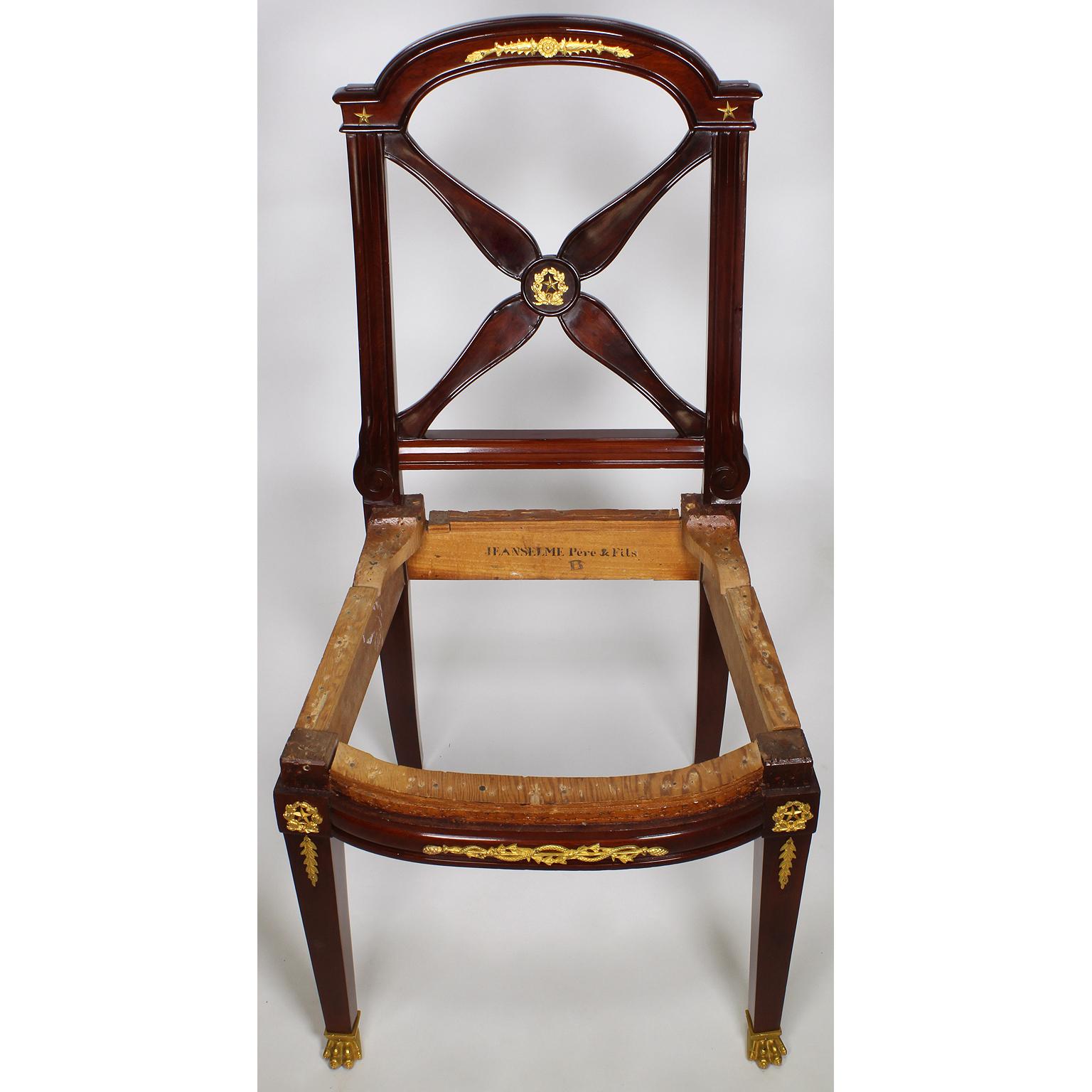 Set of Ten Empire Style Mahogany & Gilt-Bronze Mounted Dining Chairs, Jeanselme 2