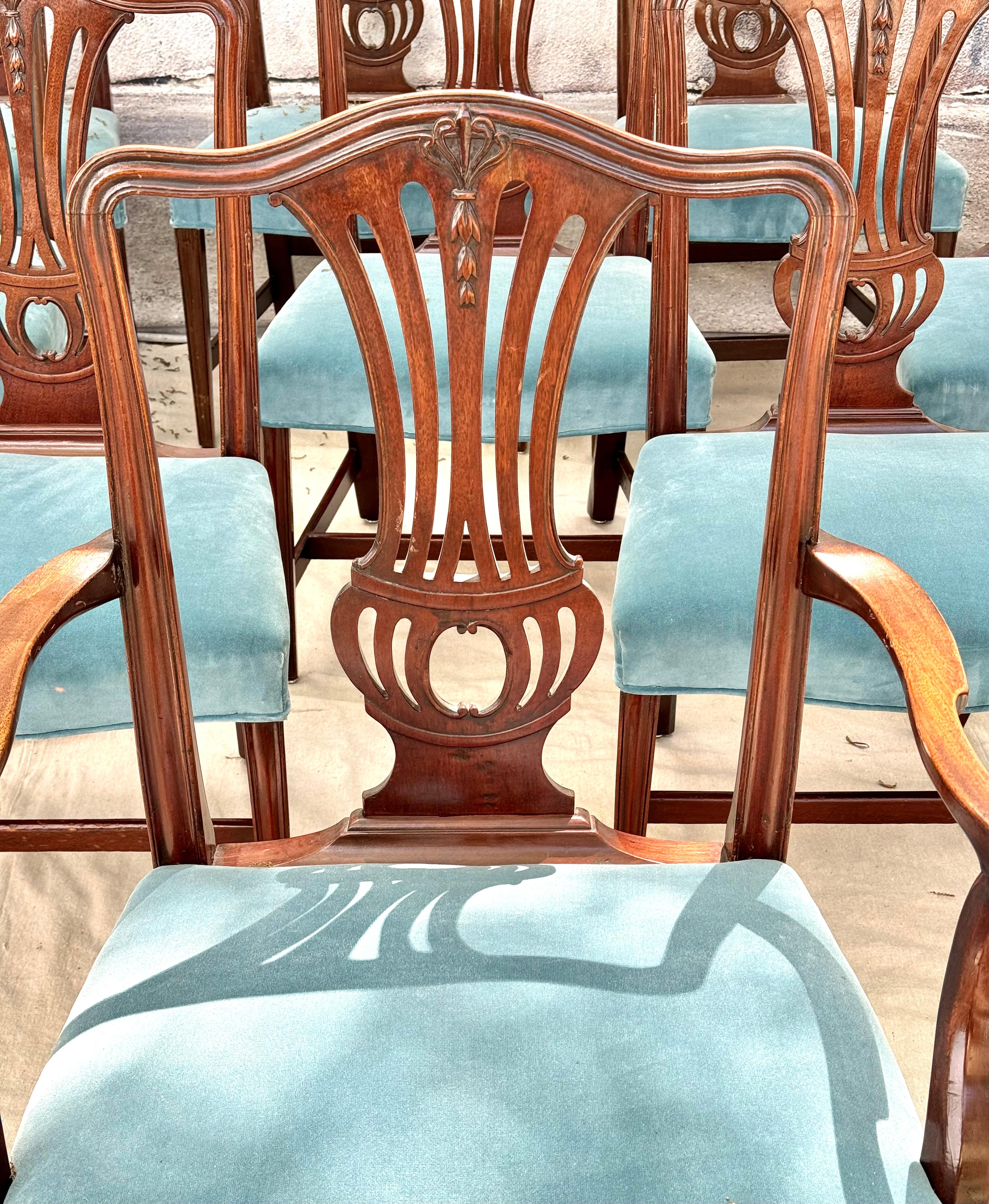 Set of Ten English Chippendale  Dining Chairs For Sale 7