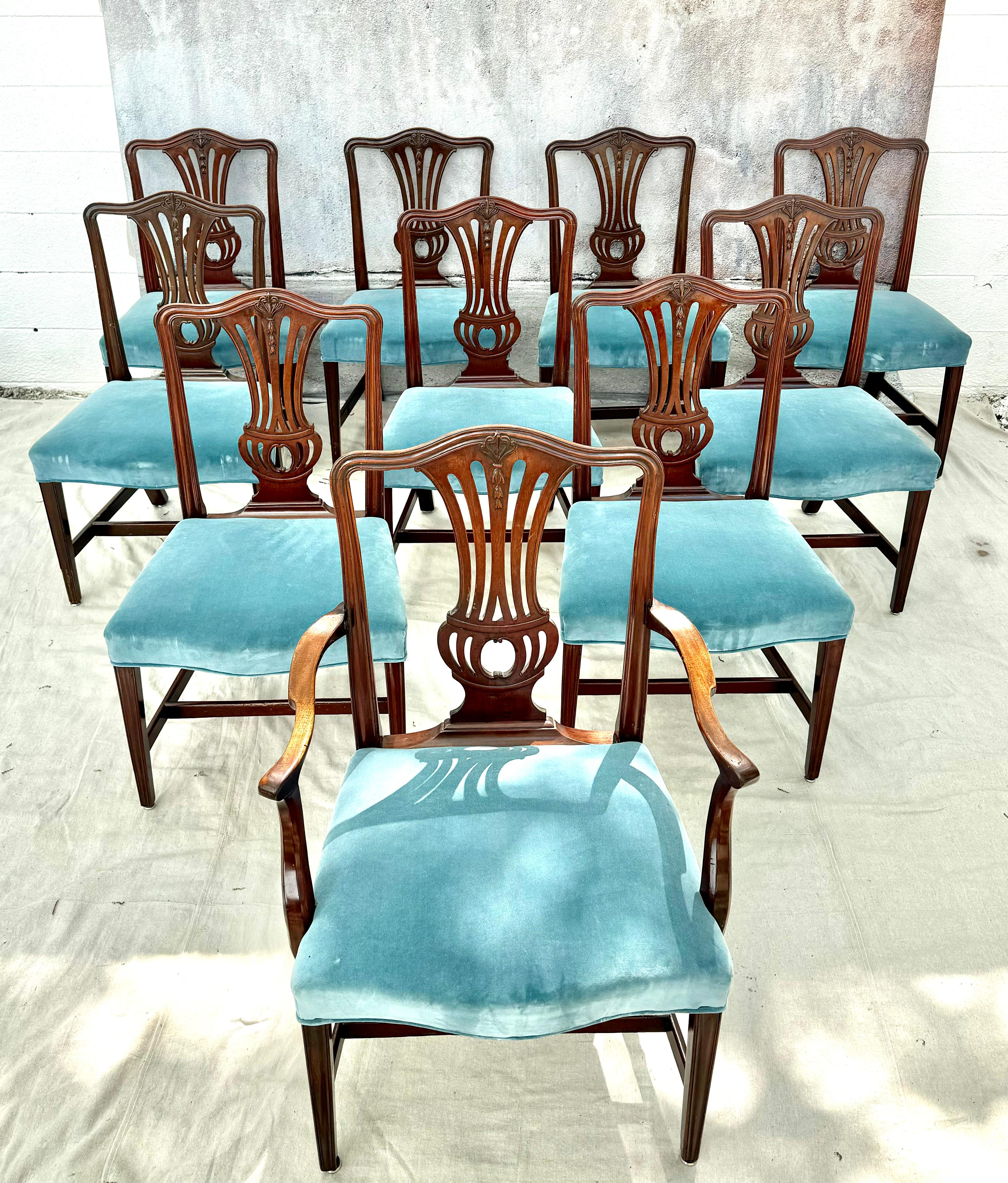 Set of Ten English Chippendale  Dining Chairs For Sale 10