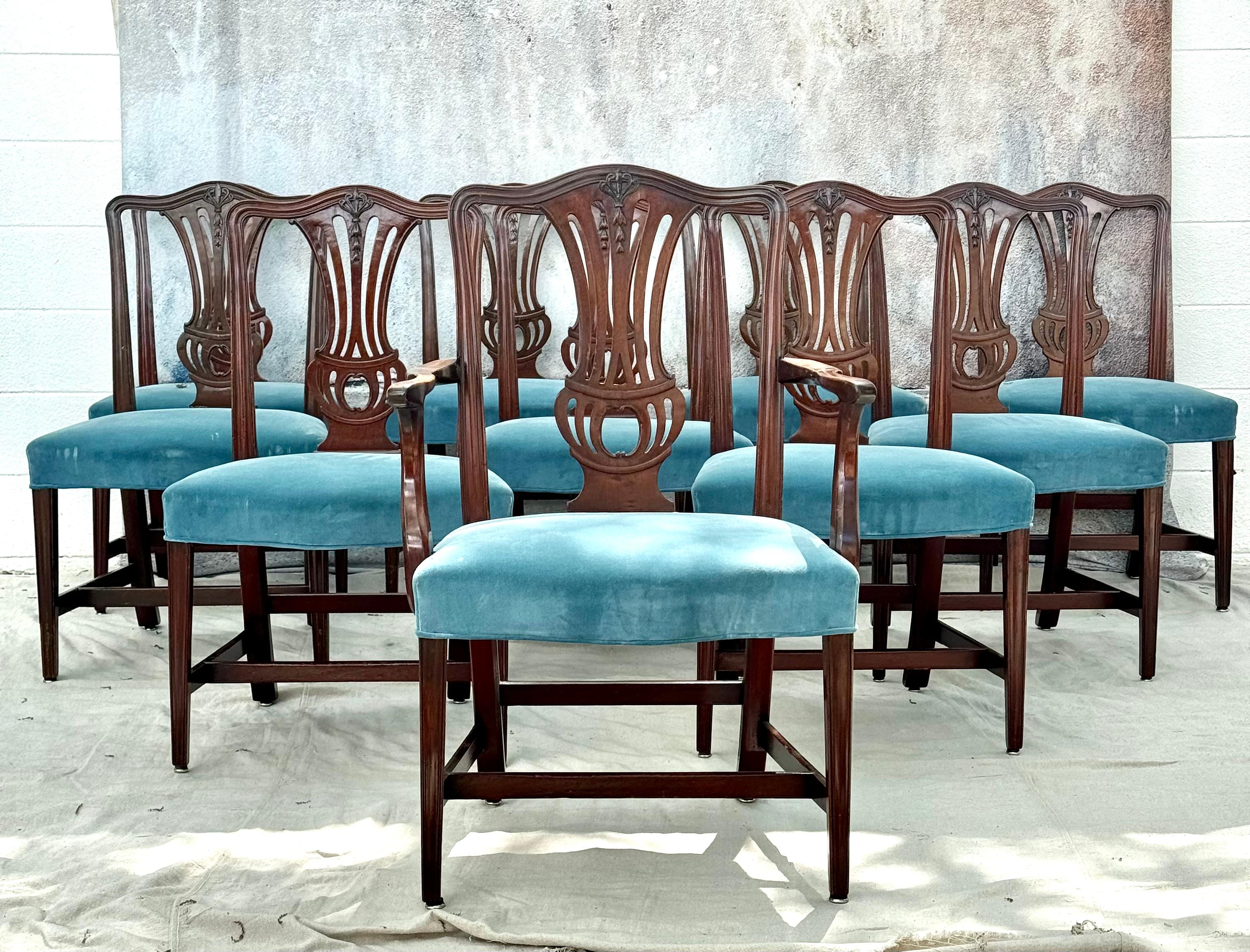 Set of Ten English Chippendale  Dining Chairs For Sale 2
