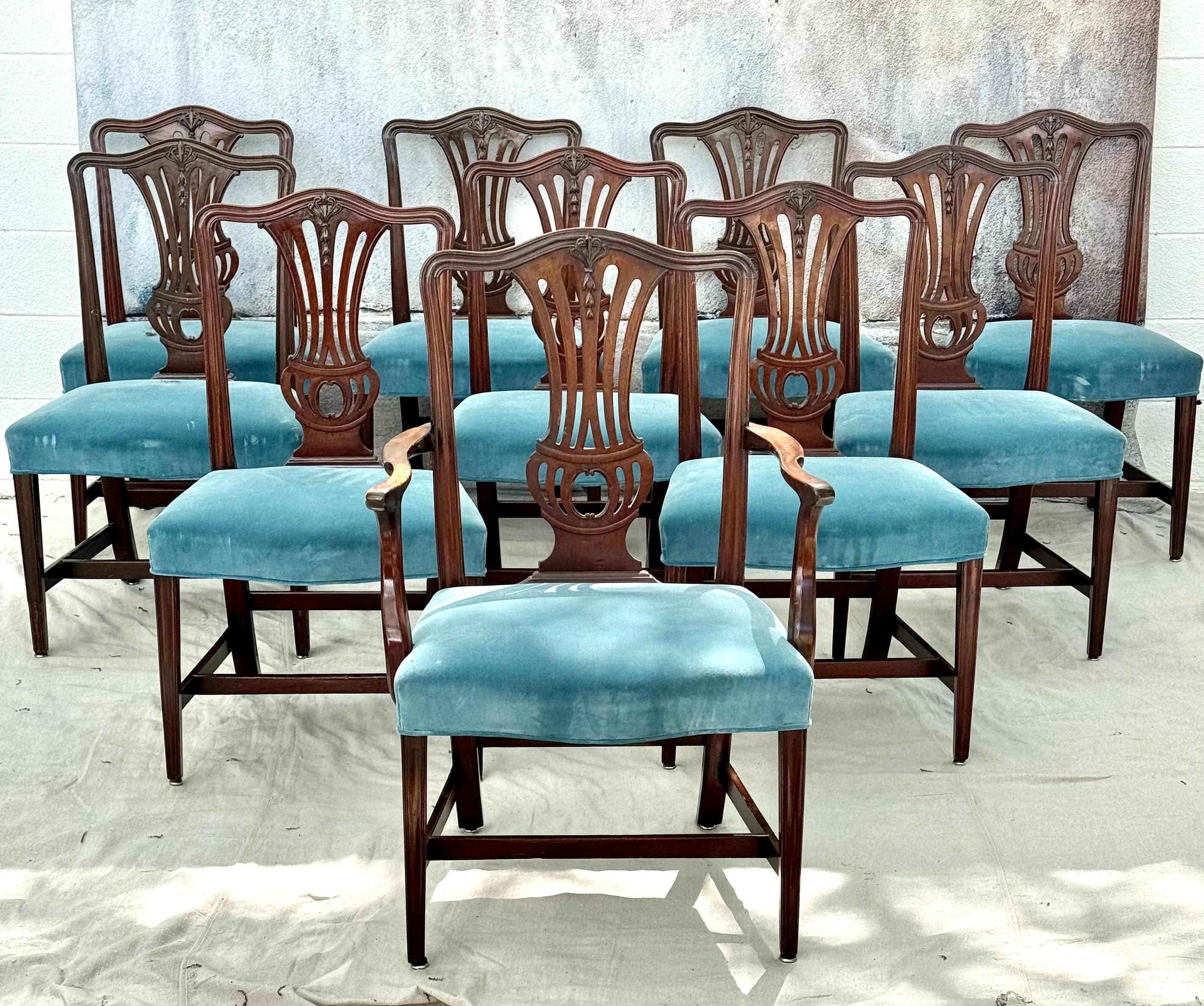 Set of Ten English Chippendale  Dining Chairs For Sale 3