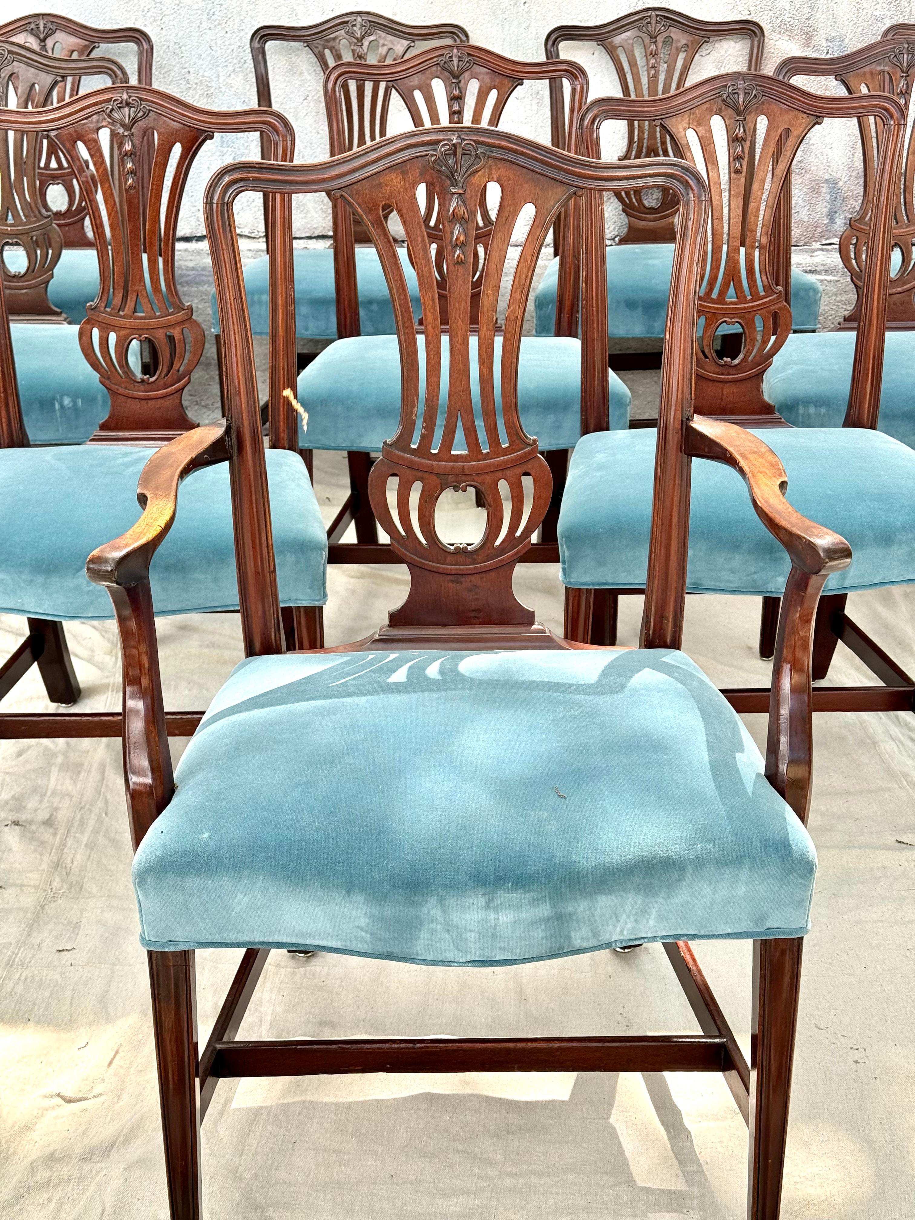 Set of Ten English Chippendale  Dining Chairs For Sale 4