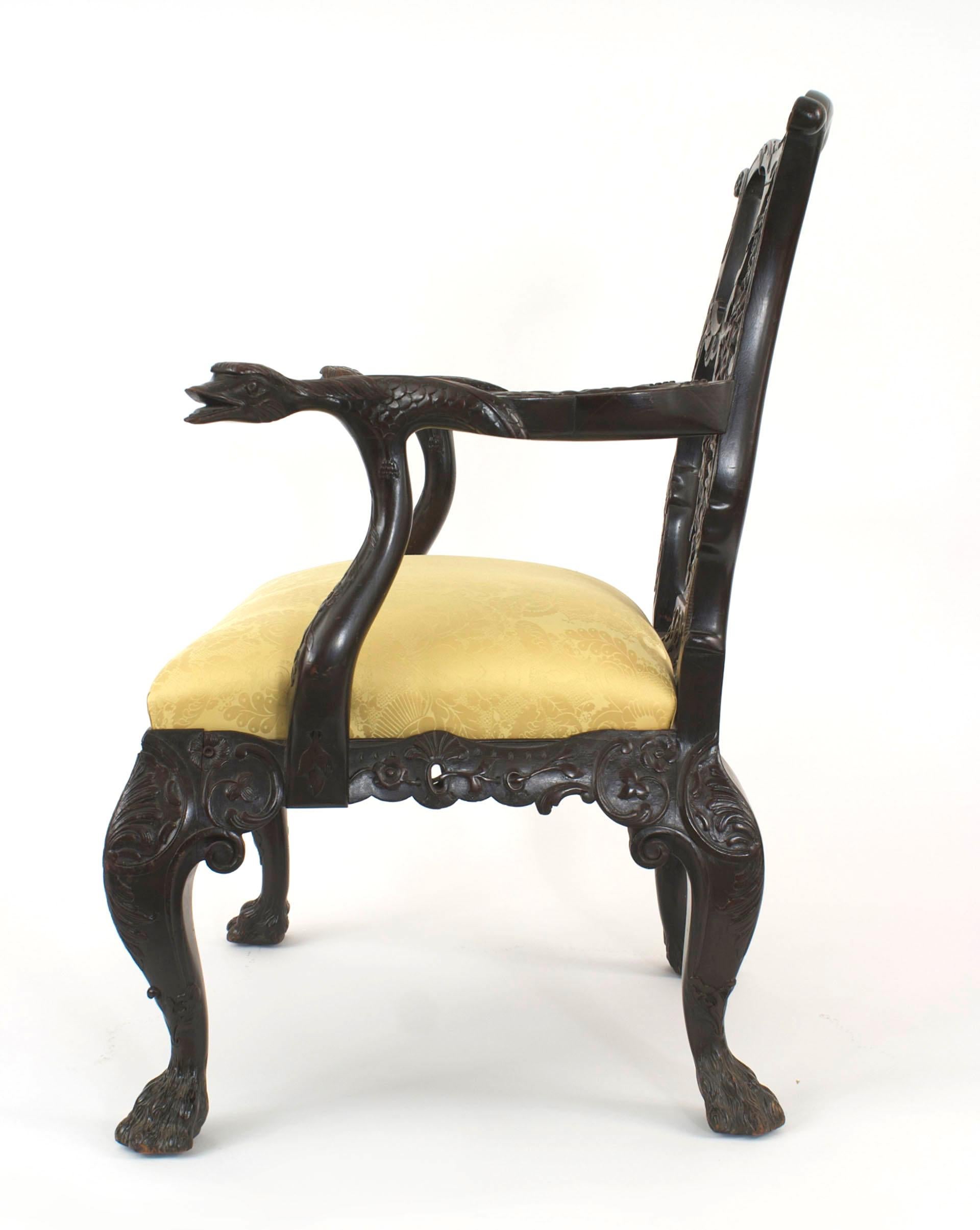 Set of 10 English Chippendale Mahogany Ribbon Chair In Good Condition For Sale In New York, NY