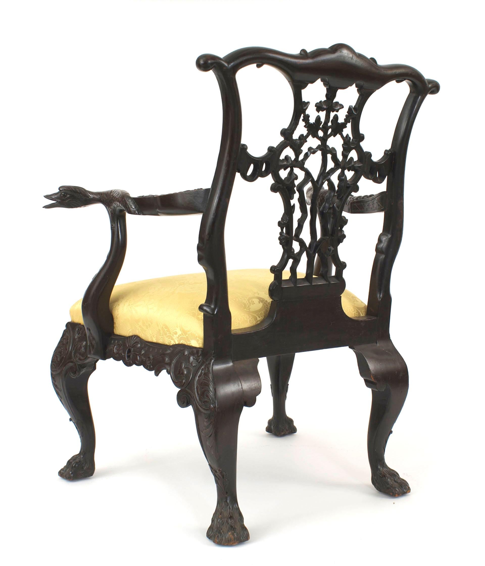 19th Century Set of 10 English Chippendale Mahogany Ribbon Chair For Sale