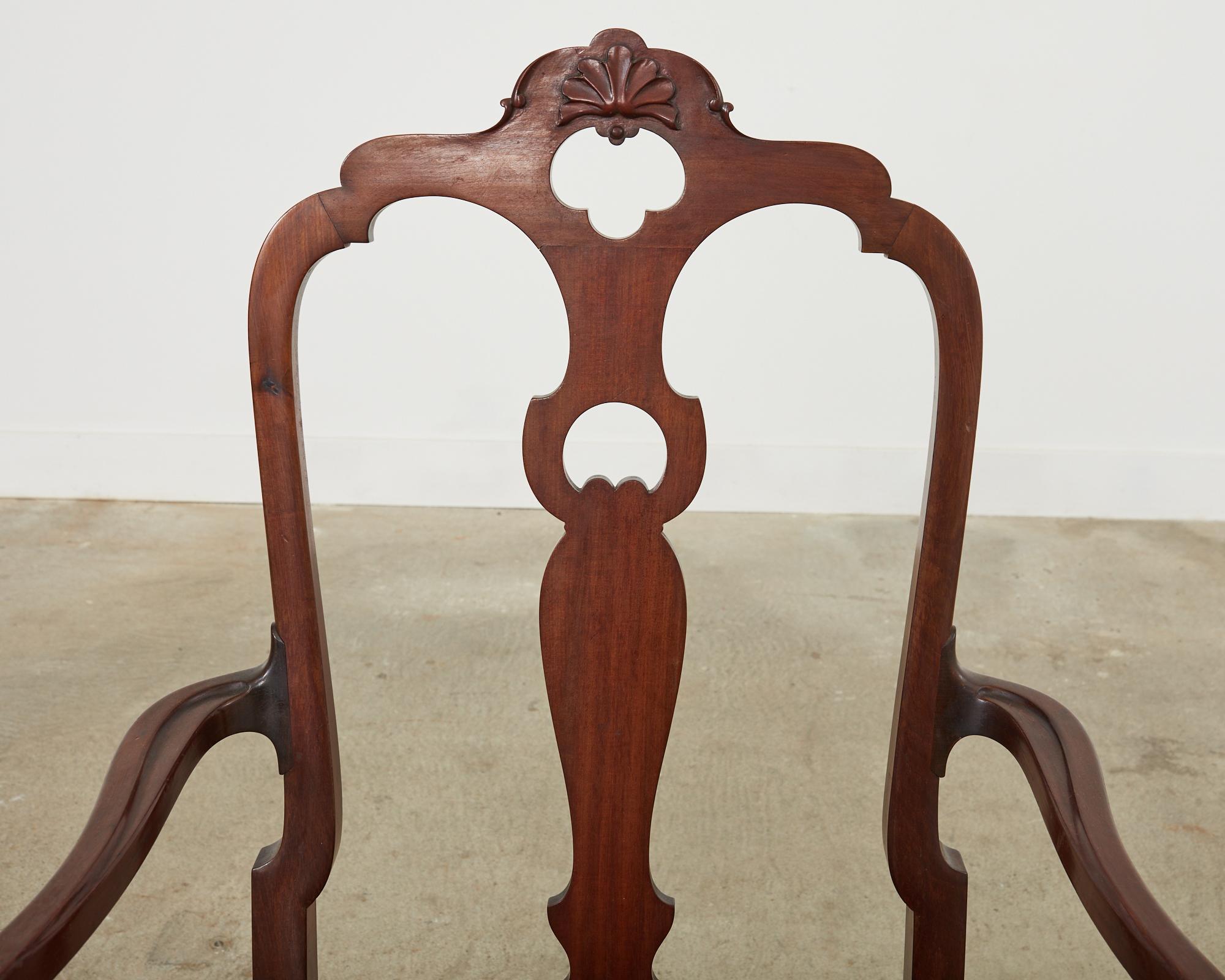 Set of Ten English Chippendale Style Mahogany Dining Chairs  For Sale 10